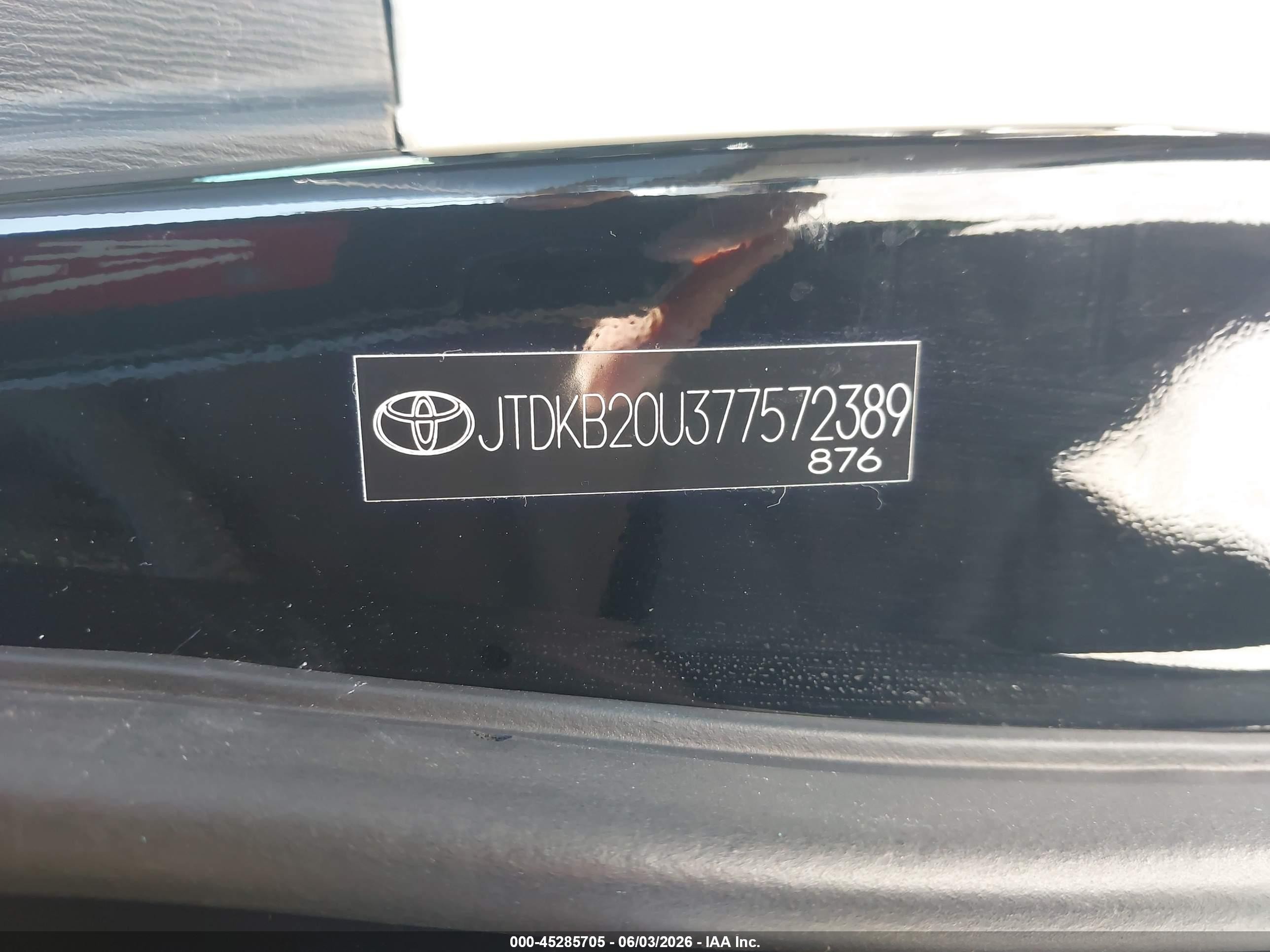 2007 Toyota Prius Touring Black vin: JTDKB20U377572389