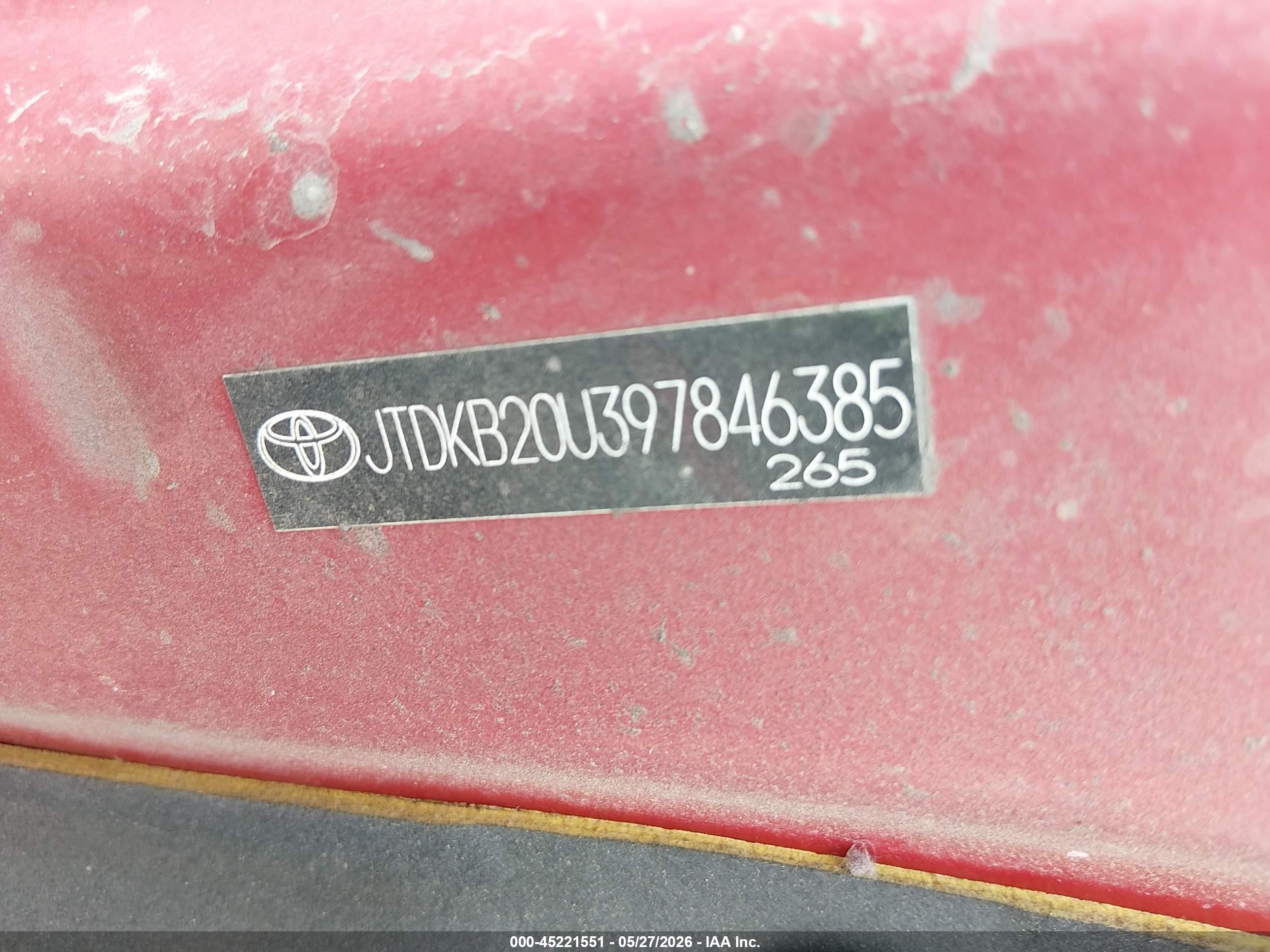 2009 Toyota Prius Red vin: JTDKB20U397846385