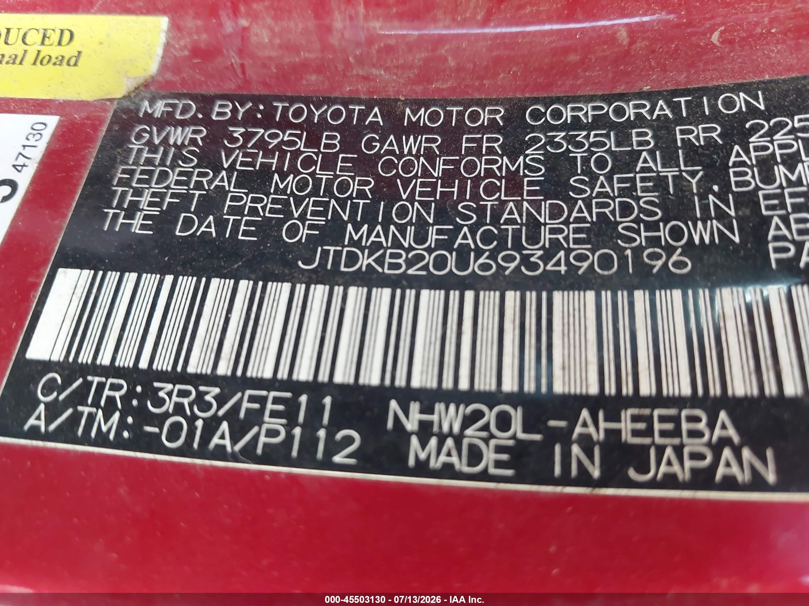 2009 Toyota Prius   Red vin: JTDKB20U693490196