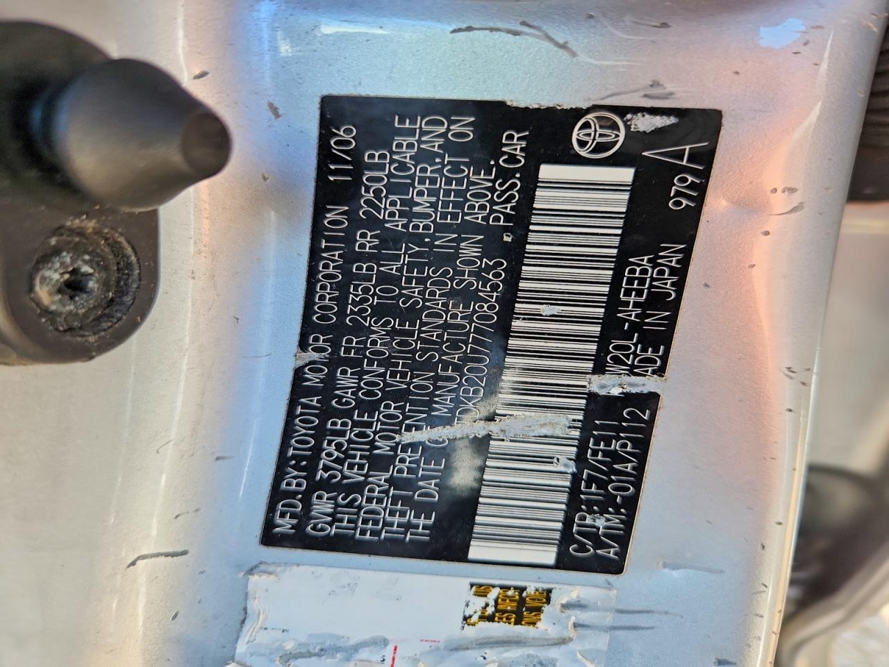 2007 Toyota Prius Base Silver vin: JTDKB20U777084563