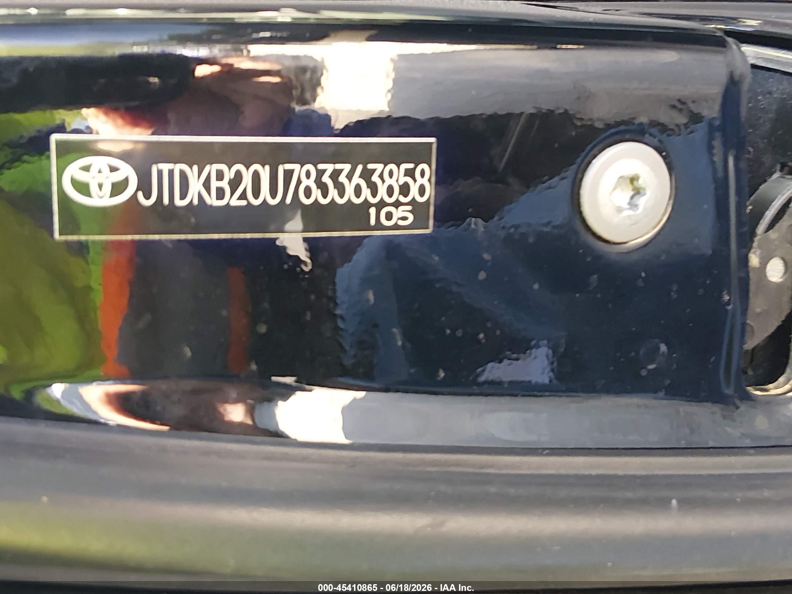 2008 Toyota Prius   Black vin: JTDKB20U783363858