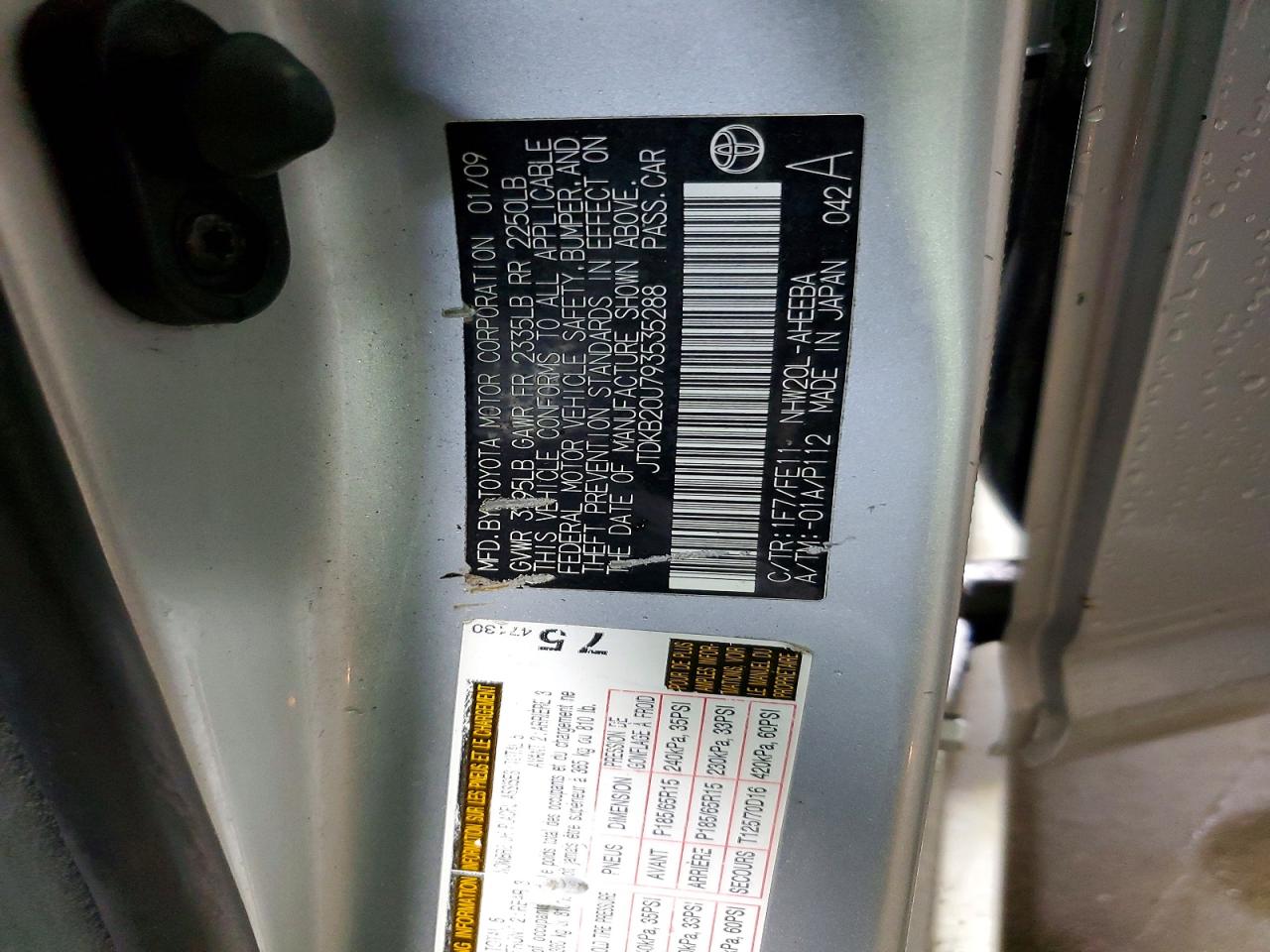 2009 Toyota Prius Base Silver vin: JTDKB20U793535288