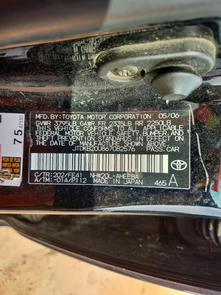 2006 Toyota Prius Base Black vin: JTDKB20U867082576