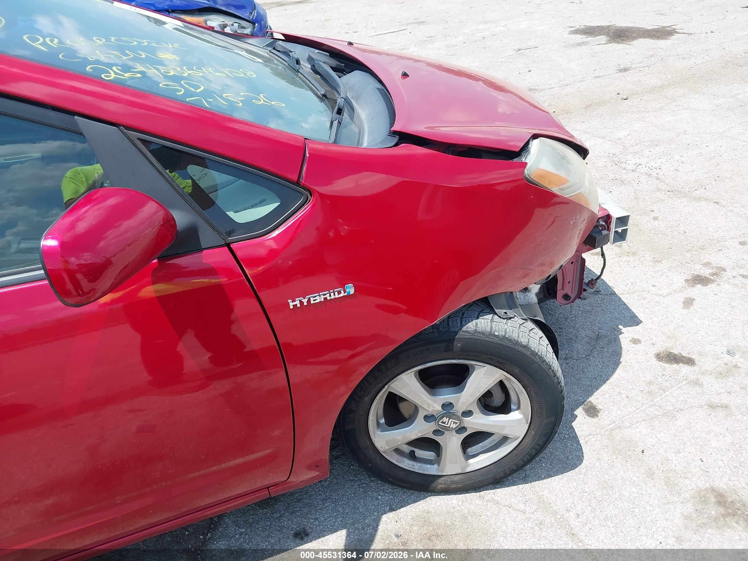 2009 Toyota Prius   Red vin: JTDKB20U897840114