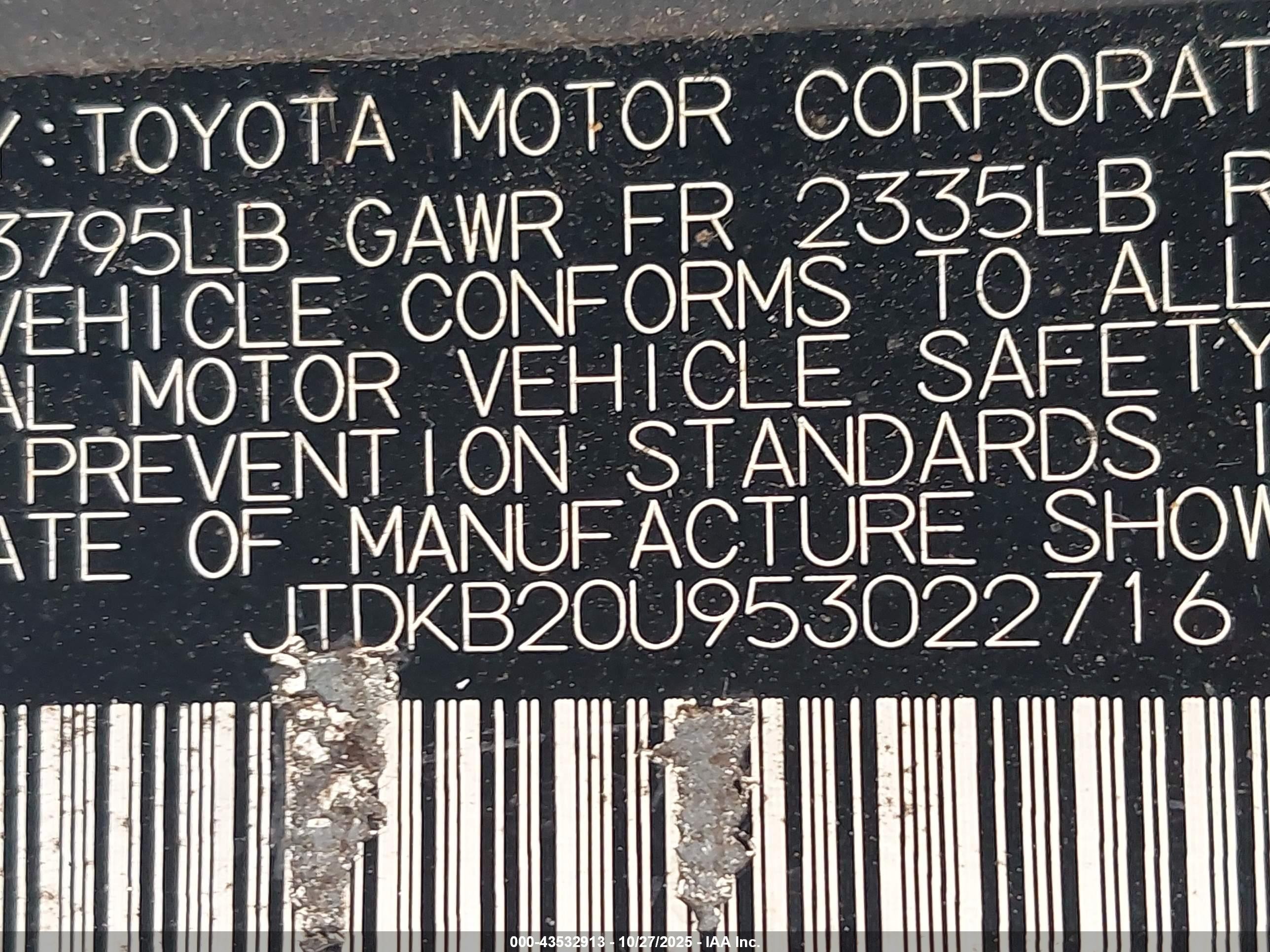 2005 Toyota Prius   Gray vin: JTDKB20U953022716