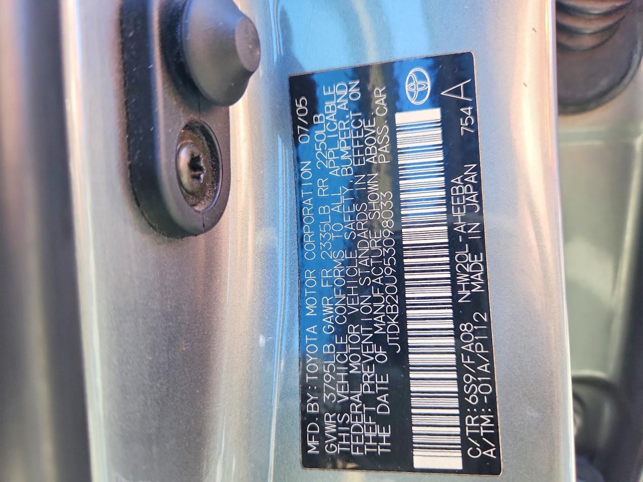 2005 Toyota Prius Base Gray vin: JTDKB20U953098033