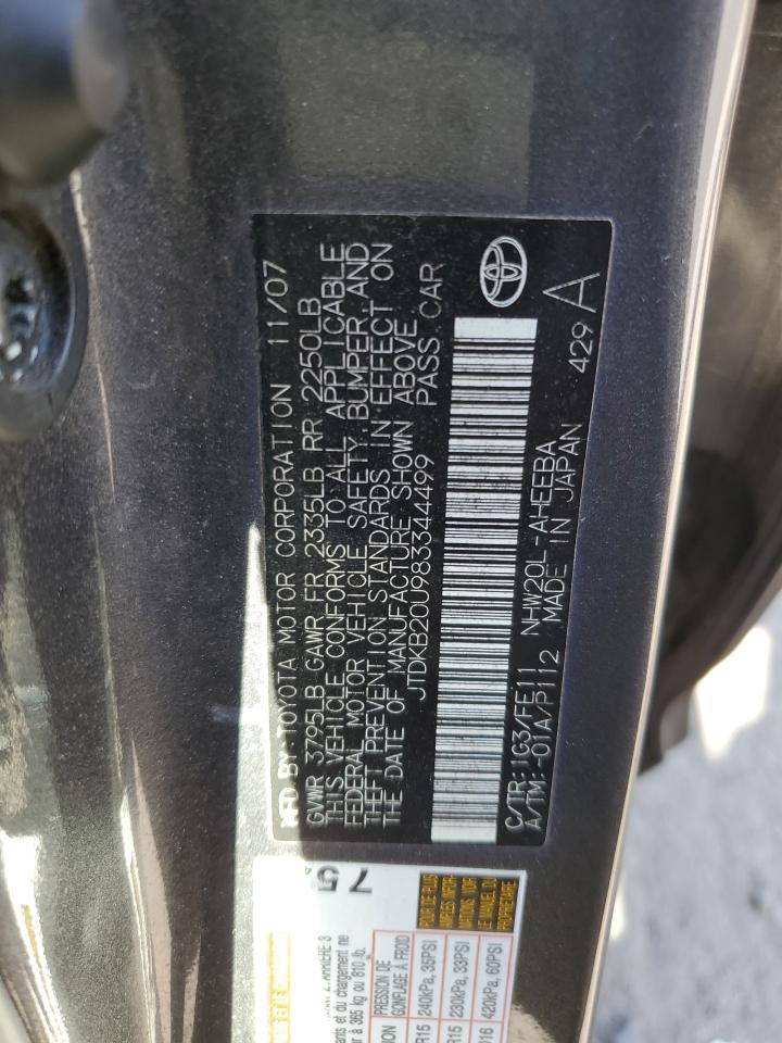 2008 Toyota Prius Charcoal vin: JTDKB20U983344499
