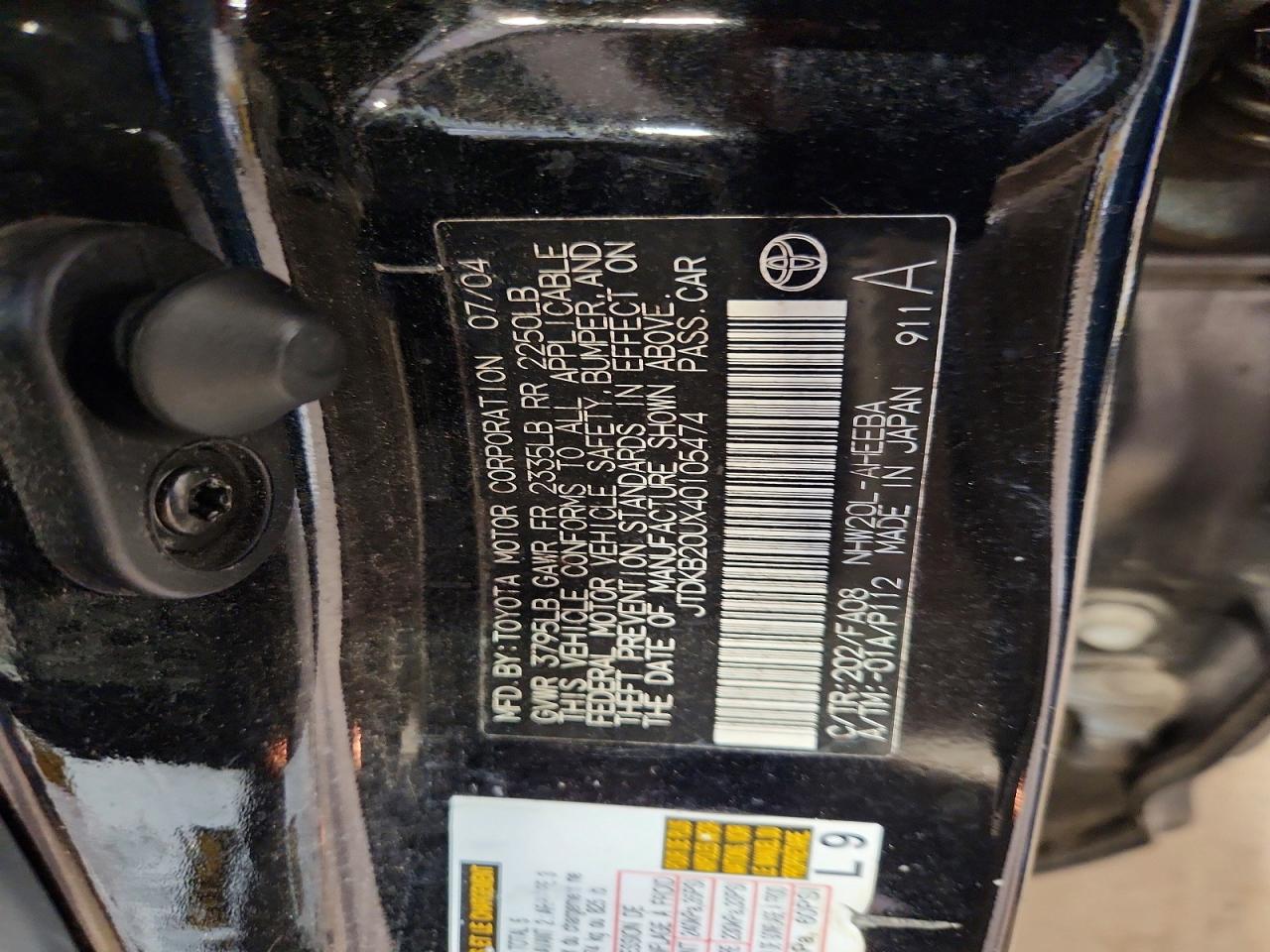 2004 Toyota Prius Base Black vin: JTDKB20UX40105474