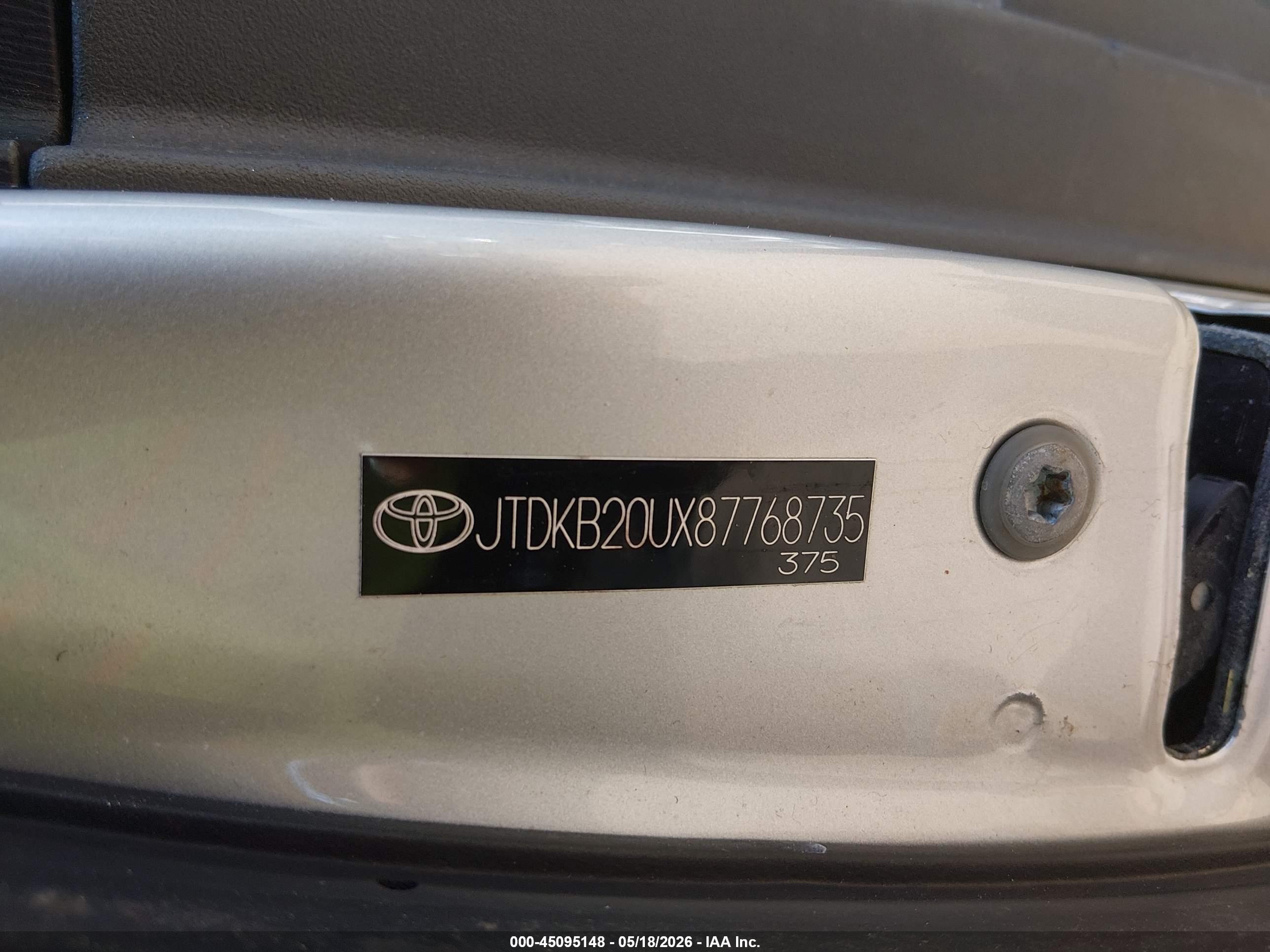 2008 Toyota Prius   Silver vin: JTDKB20UX87768735