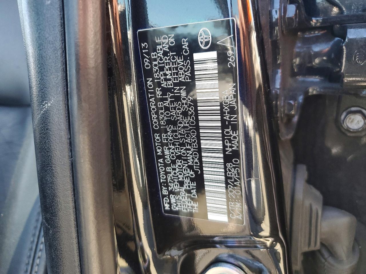 2013 Toyota Prius C Four Black vin: JTDKDTB3XD1053679