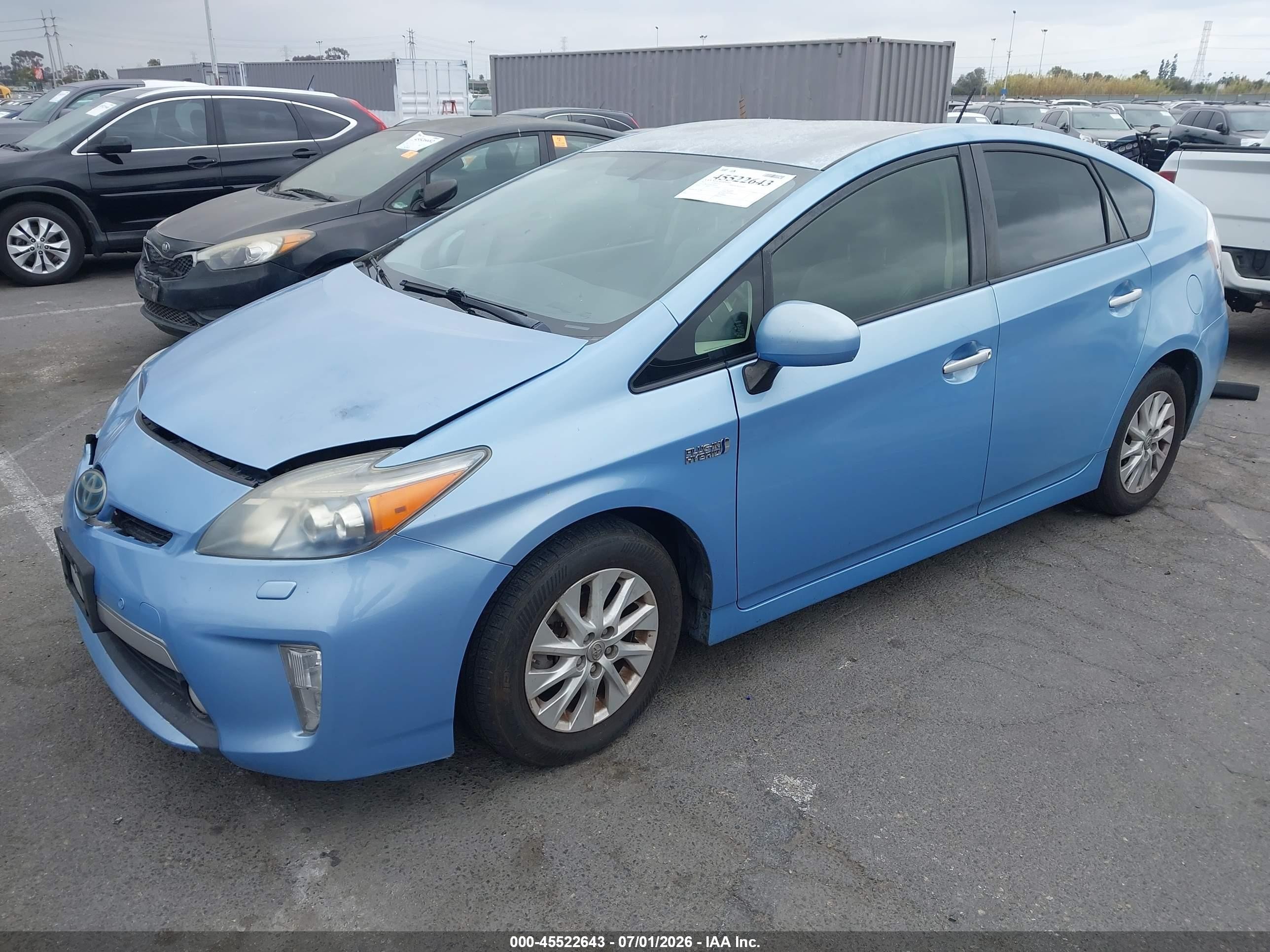2012 Toyota Prius Plug-in Advanced Blue vin: JTDKN3DP0C3001025