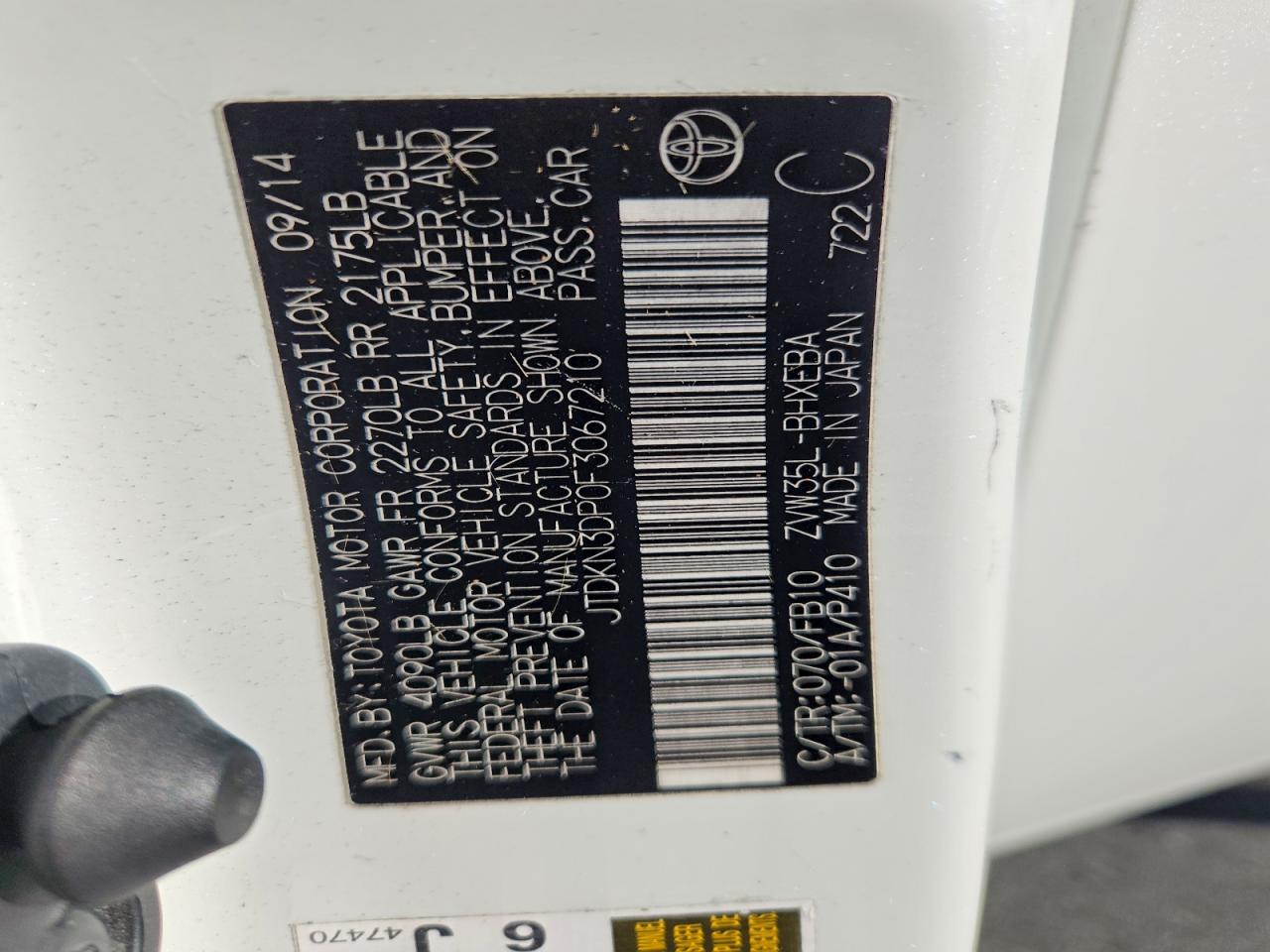 2015 Toyota Prius Plug-in Hybrid White vin: JTDKN3DP0F3067210
