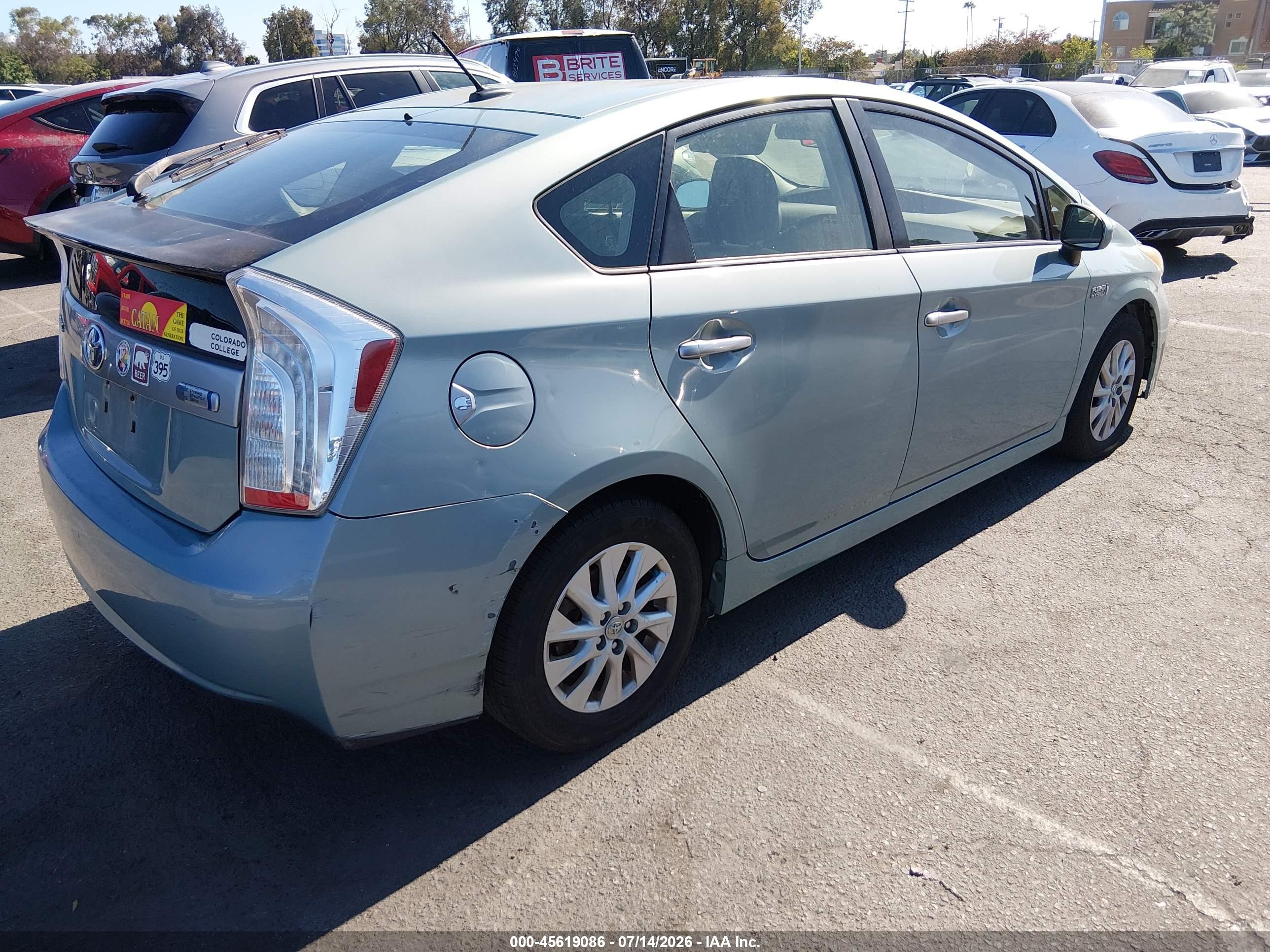 2012 Toyota Prius Plug-in   Light Blue vin: JTDKN3DP1C3011501