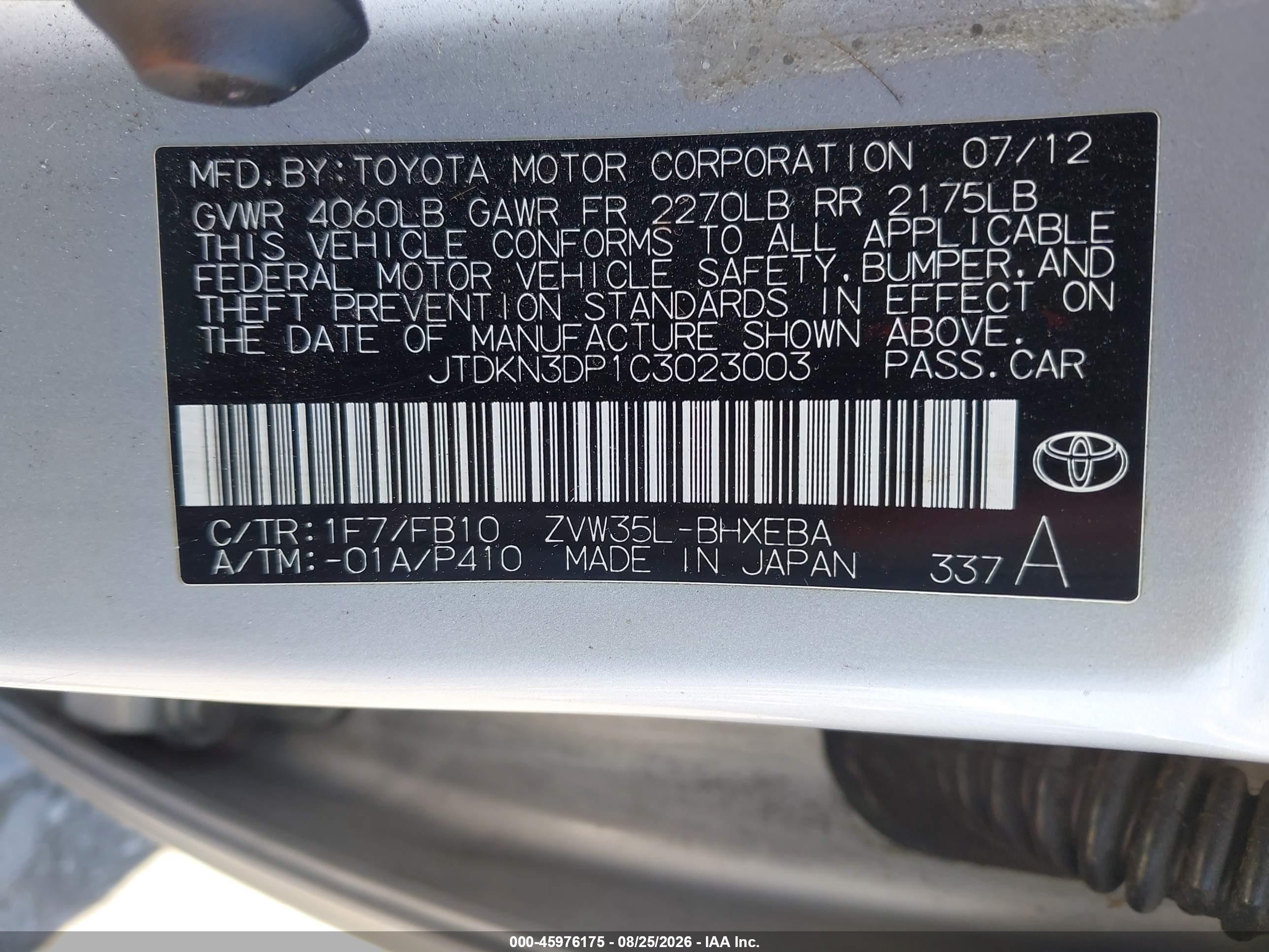 2012 Toyota Prius Plug-in   Silver vin: JTDKN3DP1C3023003