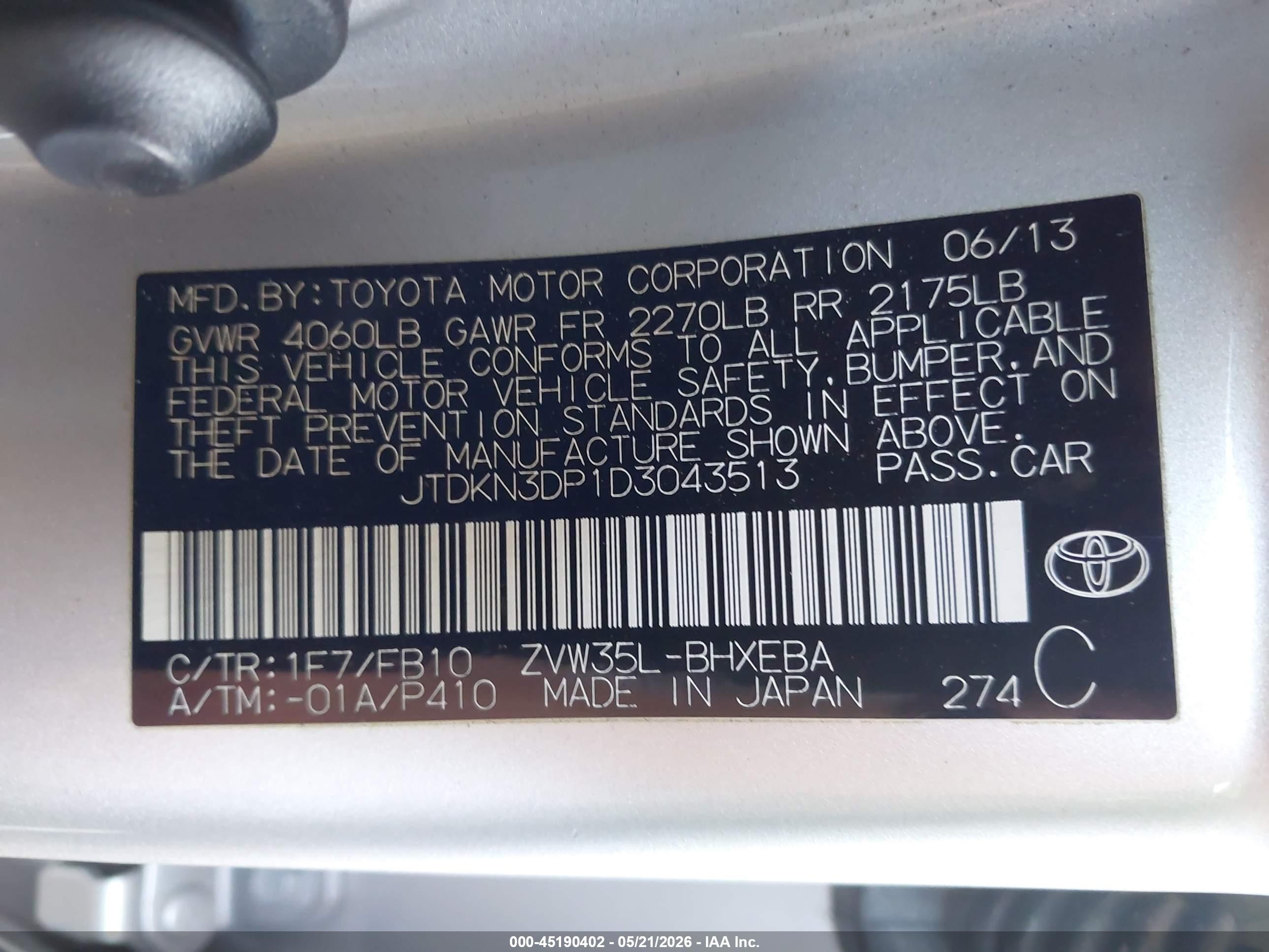 2013 Toyota Prius Plug-in   Silver vin: JTDKN3DP1D3043513