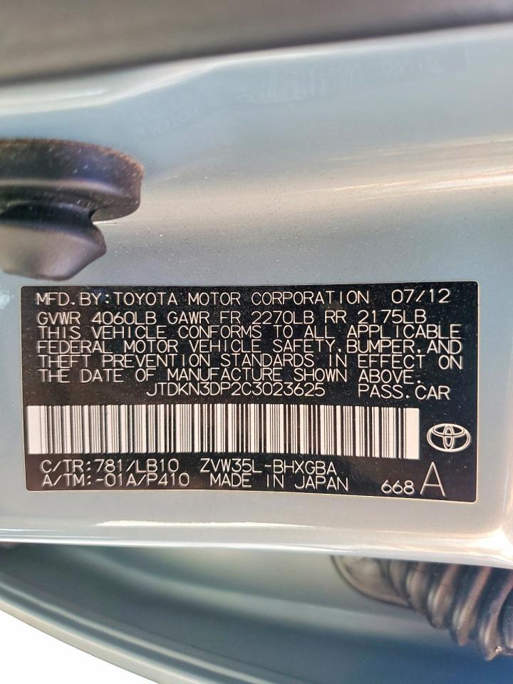 2012 Toyota Prius Plug-in Hybrid Advanced Turquoise vin: JTDKN3DP2C3023625