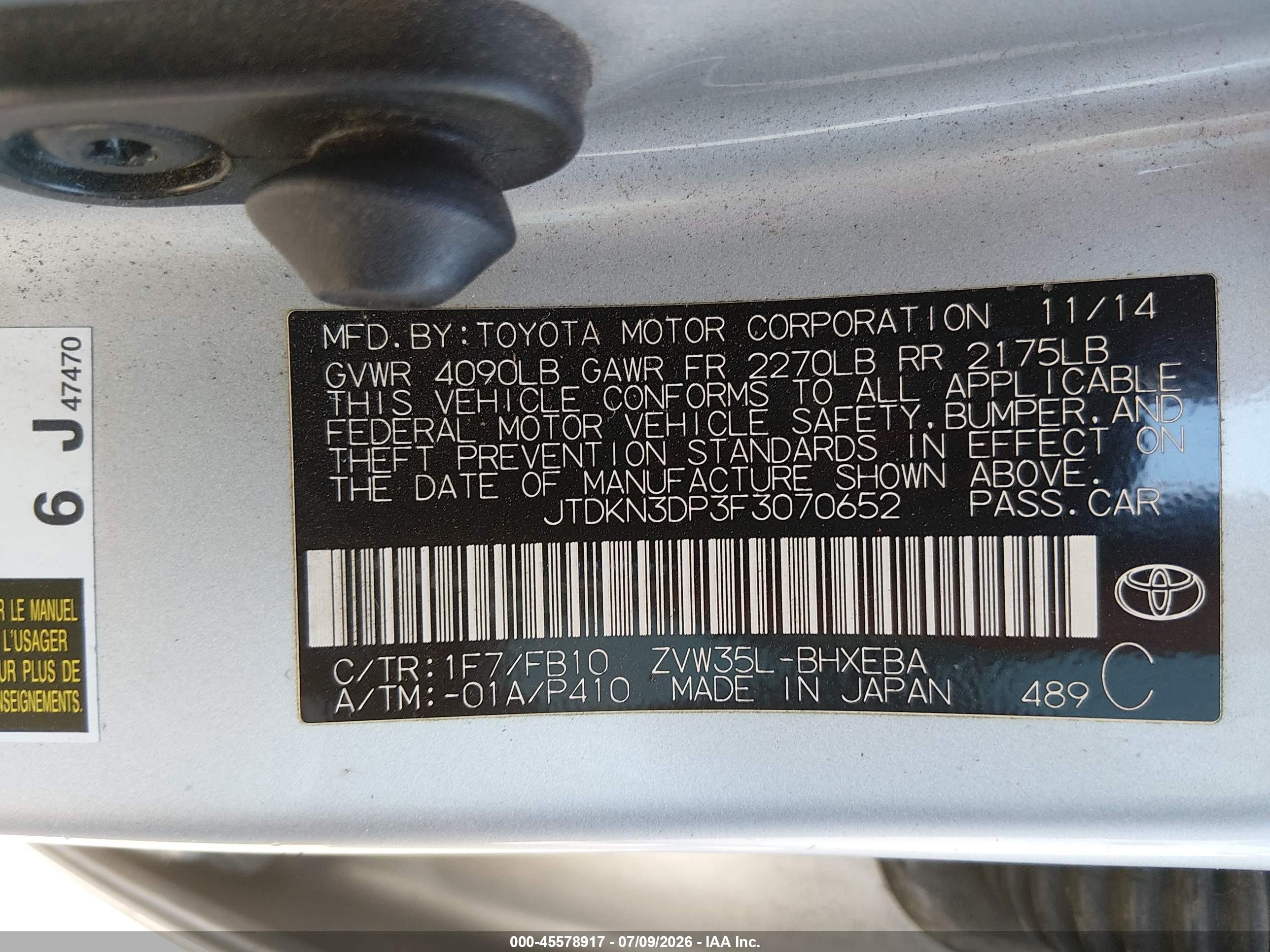 2015 Toyota Prius Plug-in   Silver vin: JTDKN3DP3F3070652