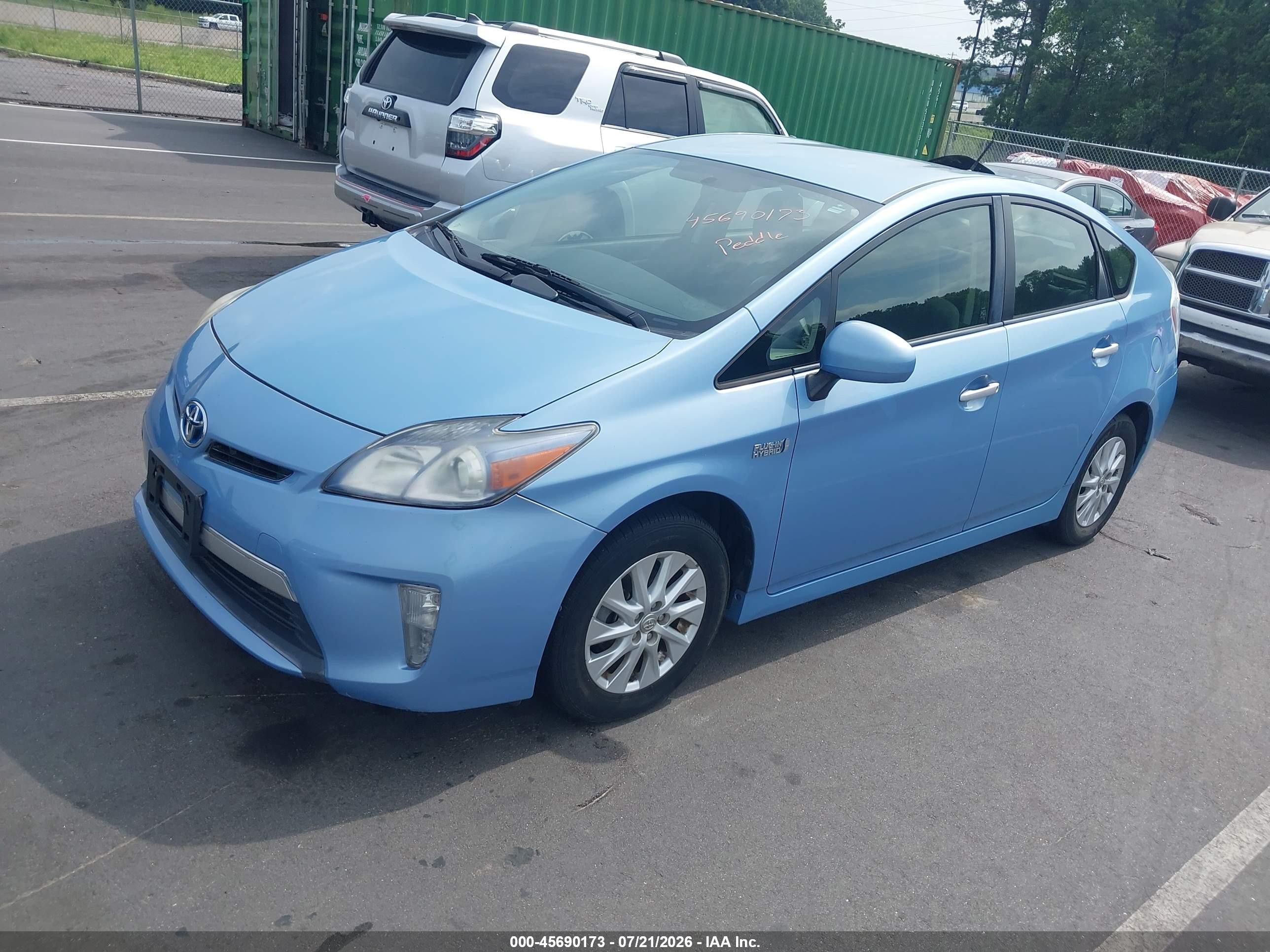 2012 Toyota Prius Plug-in   Blue vin: JTDKN3DP8C3010376