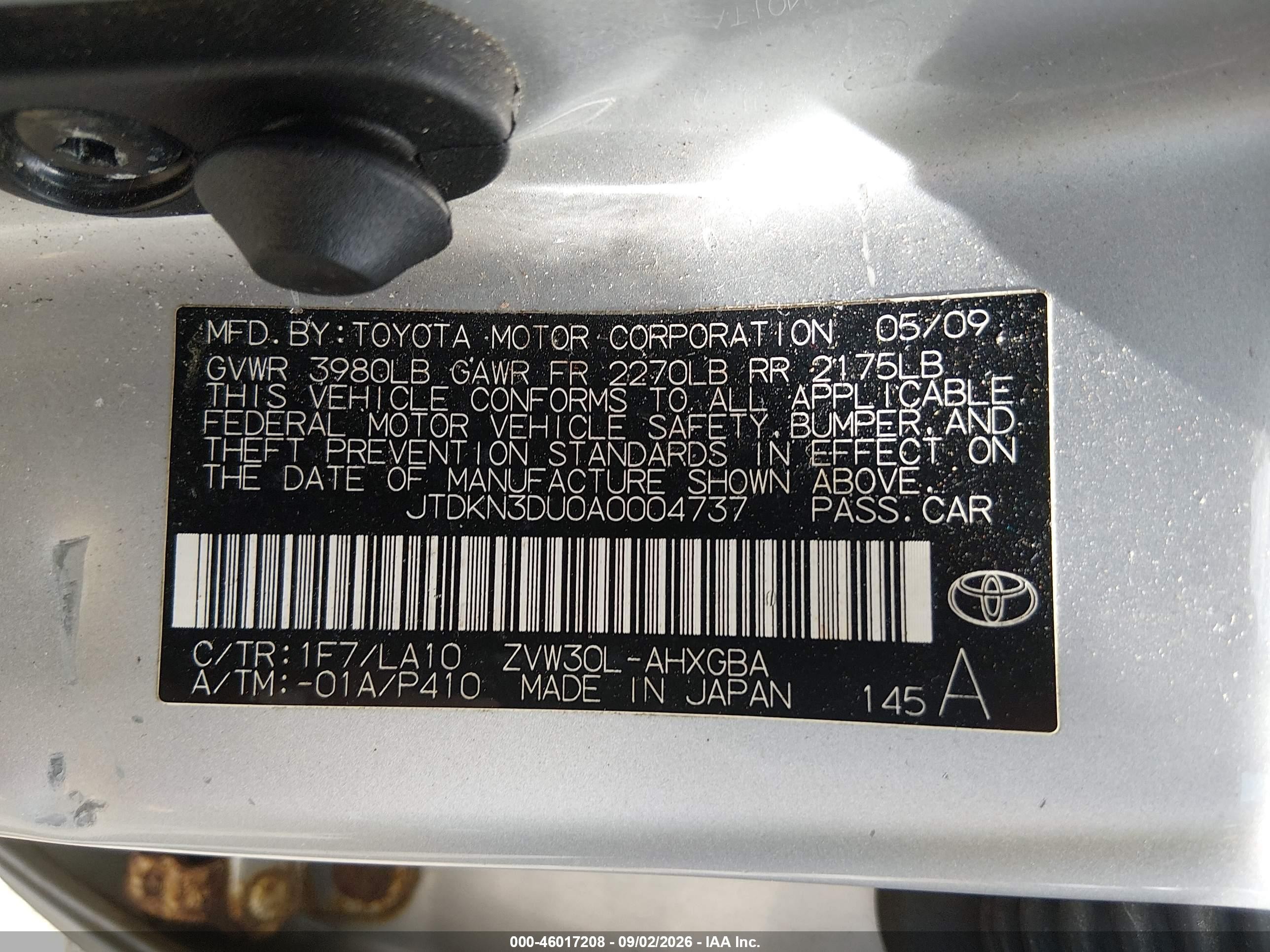 2010 Toyota Prius Iv Silver vin: JTDKN3DU0A0004737