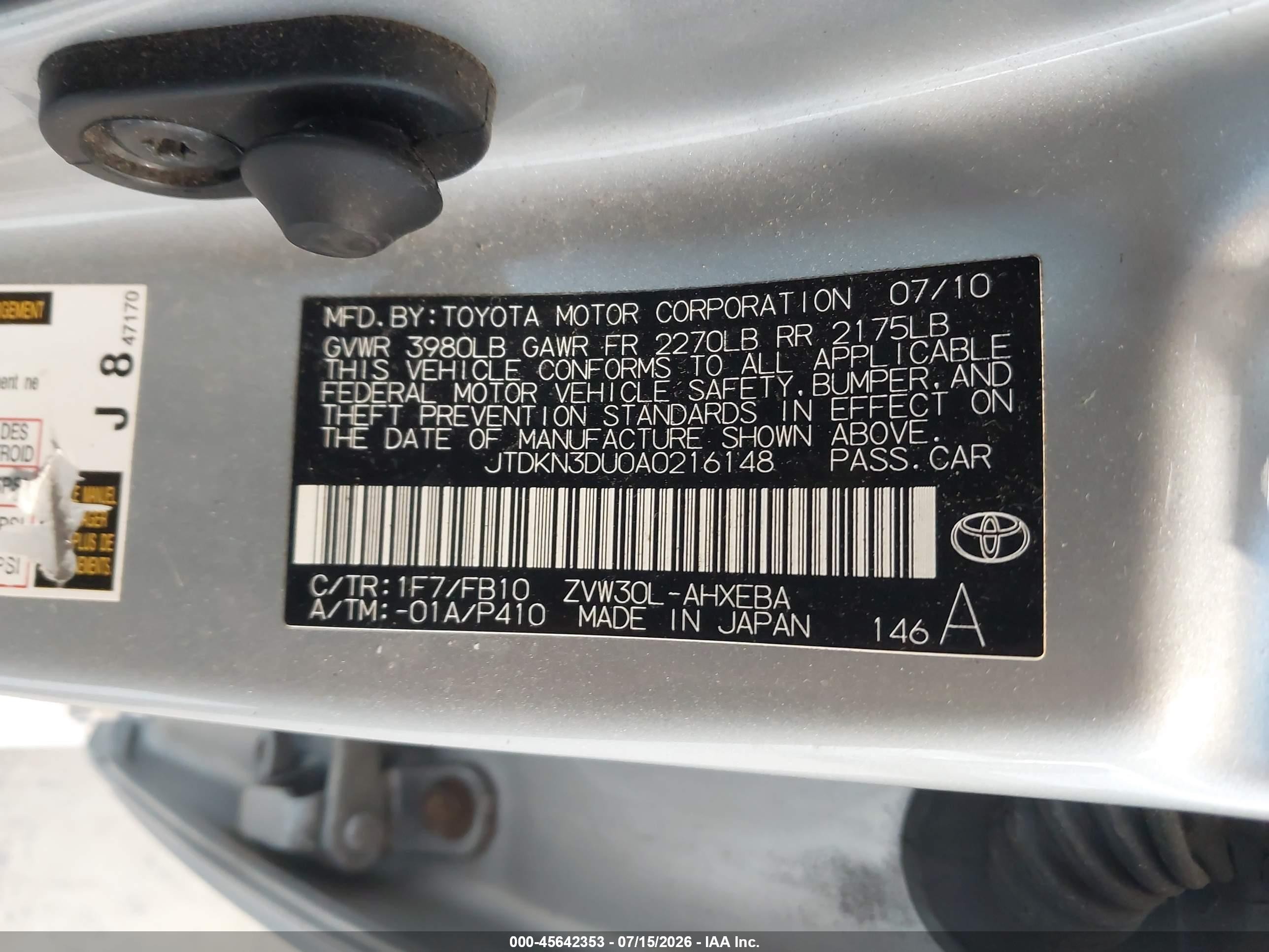 2010 Toyota Prius Ii Silver vin: JTDKN3DU0A0216148