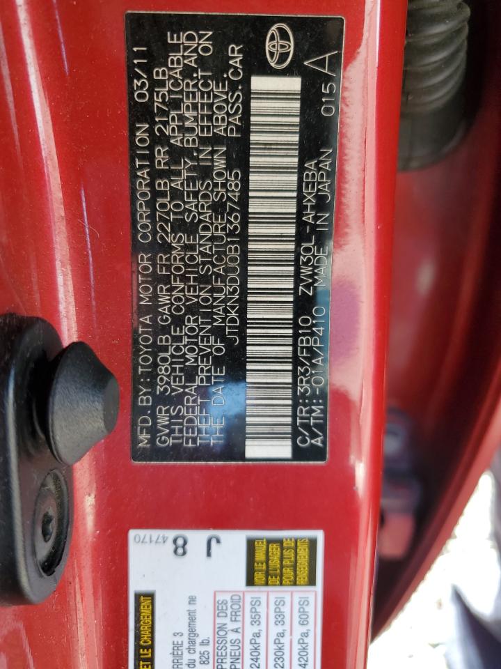 2011 Toyota Prius Two Red vin: JTDKN3DU0B1367485