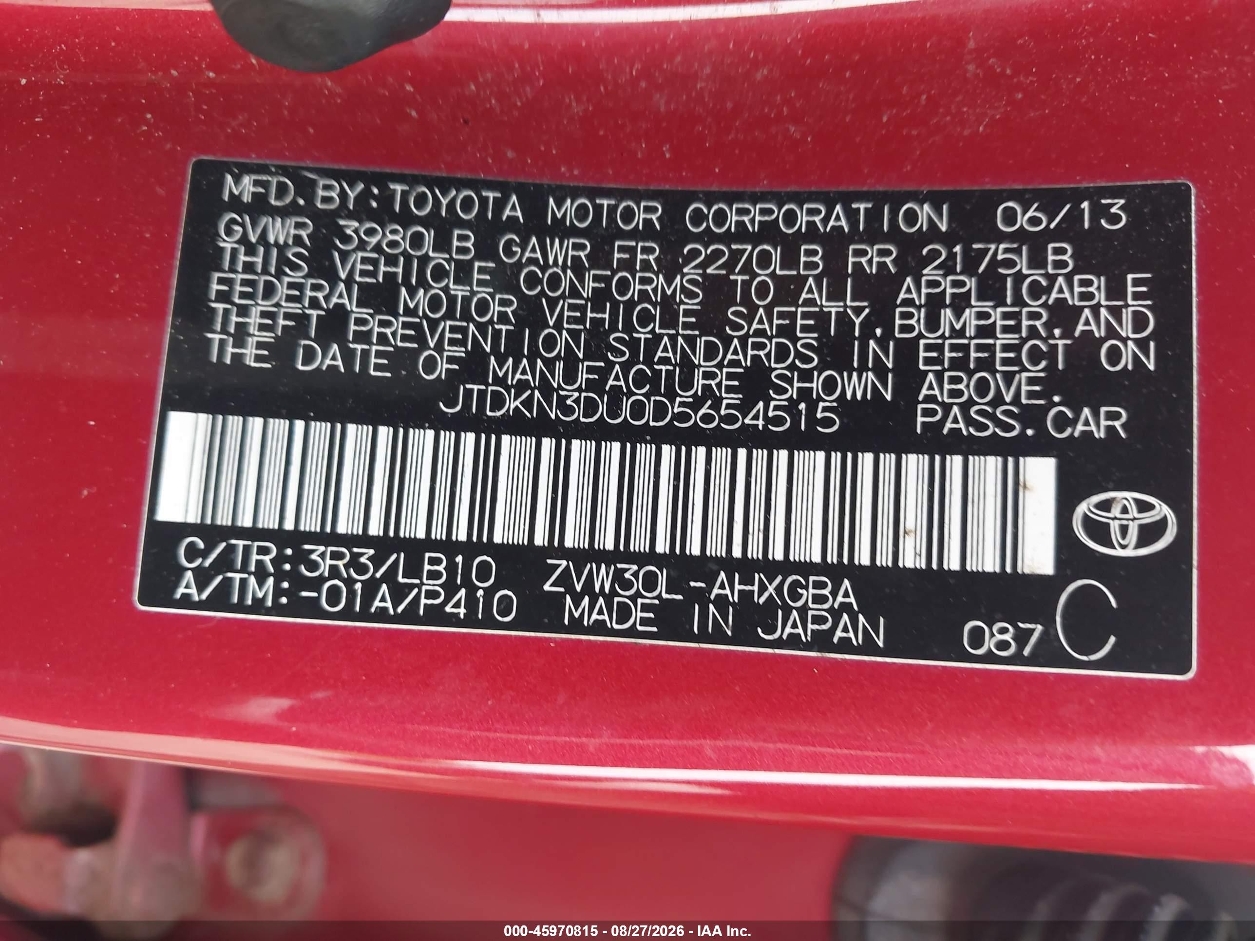 2013 Toyota Prius Four Red vin: JTDKN3DU0D5654515