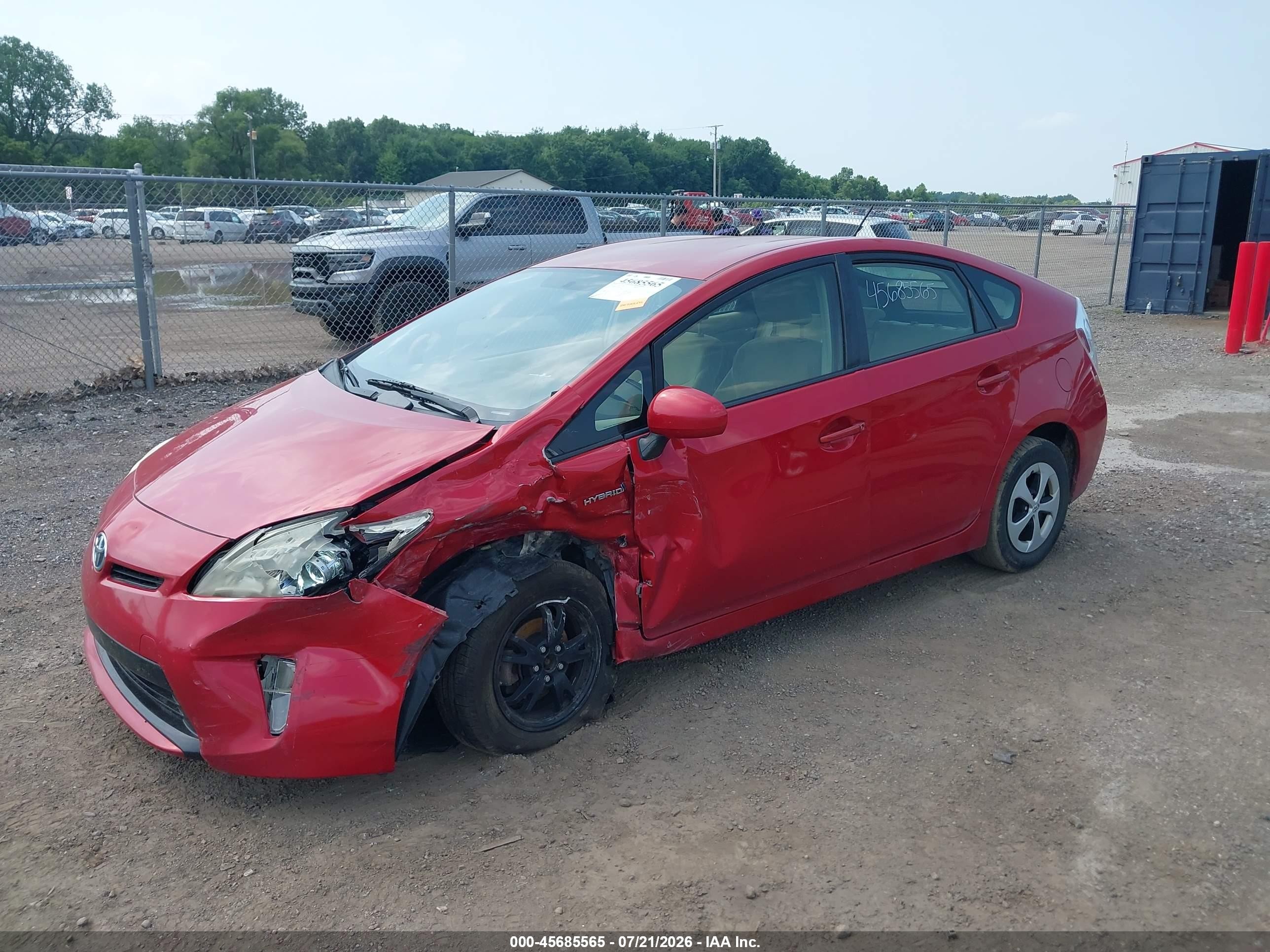 2013 Toyota Prius Three Red vin: JTDKN3DU0D5681245