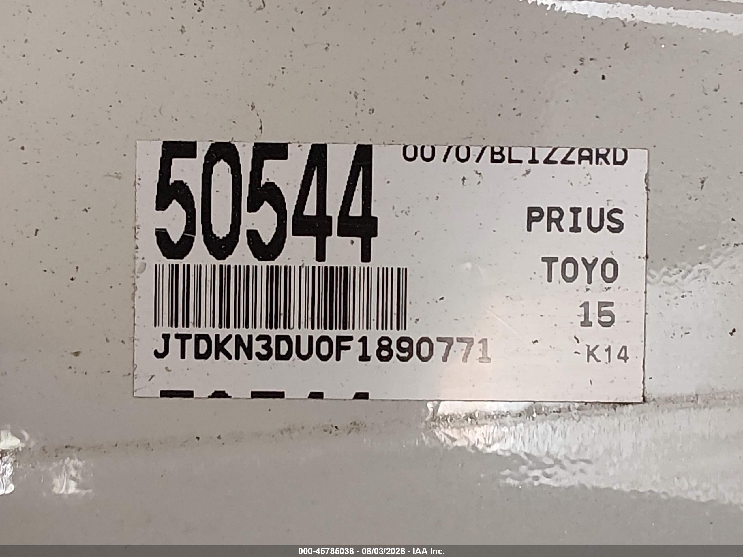 2015 Toyota Prius Two White vin: JTDKN3DU0F1890771