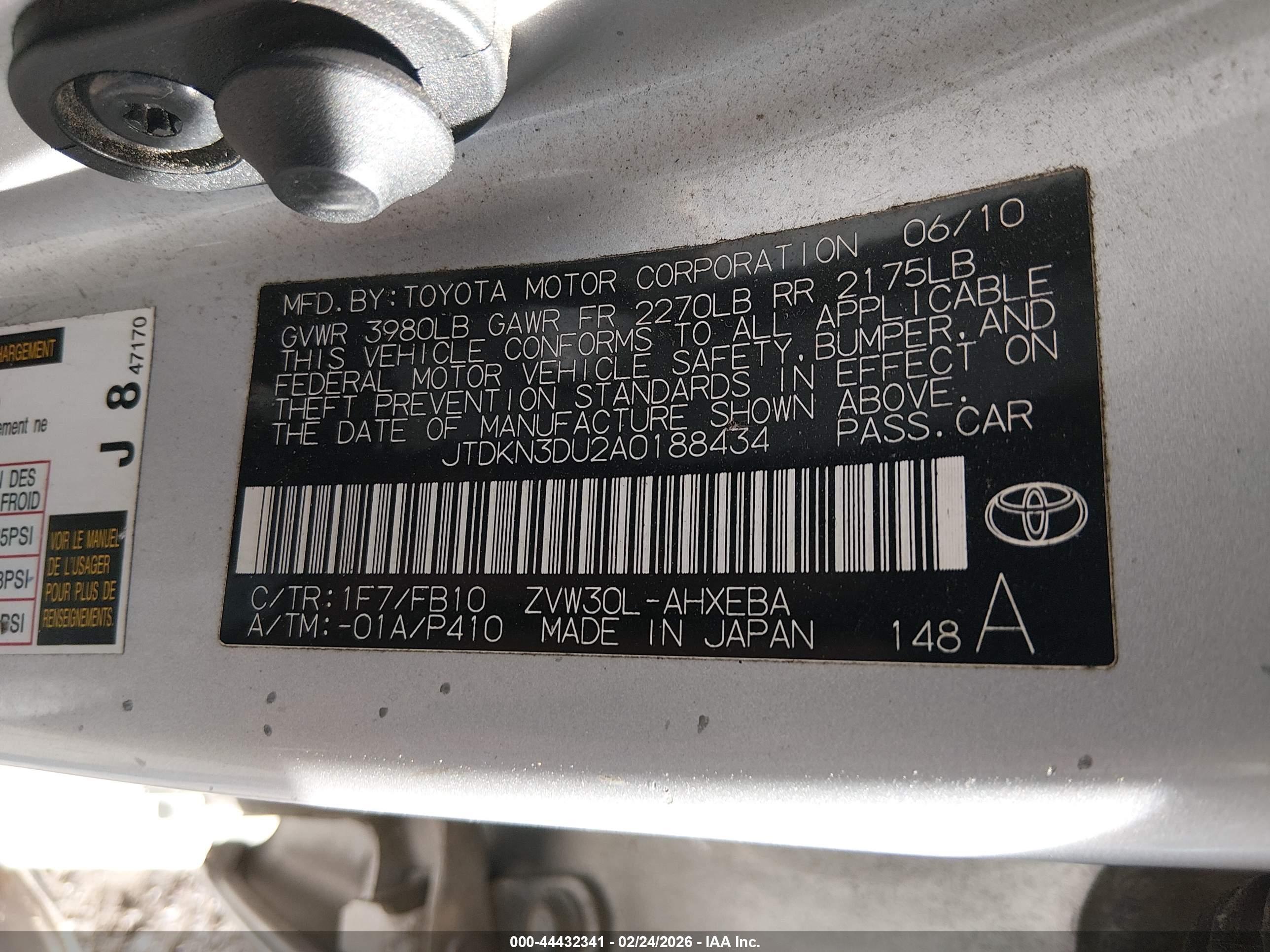 2010 Toyota Prius Iii Серебряный vin: JTDKN3DU2A0188434