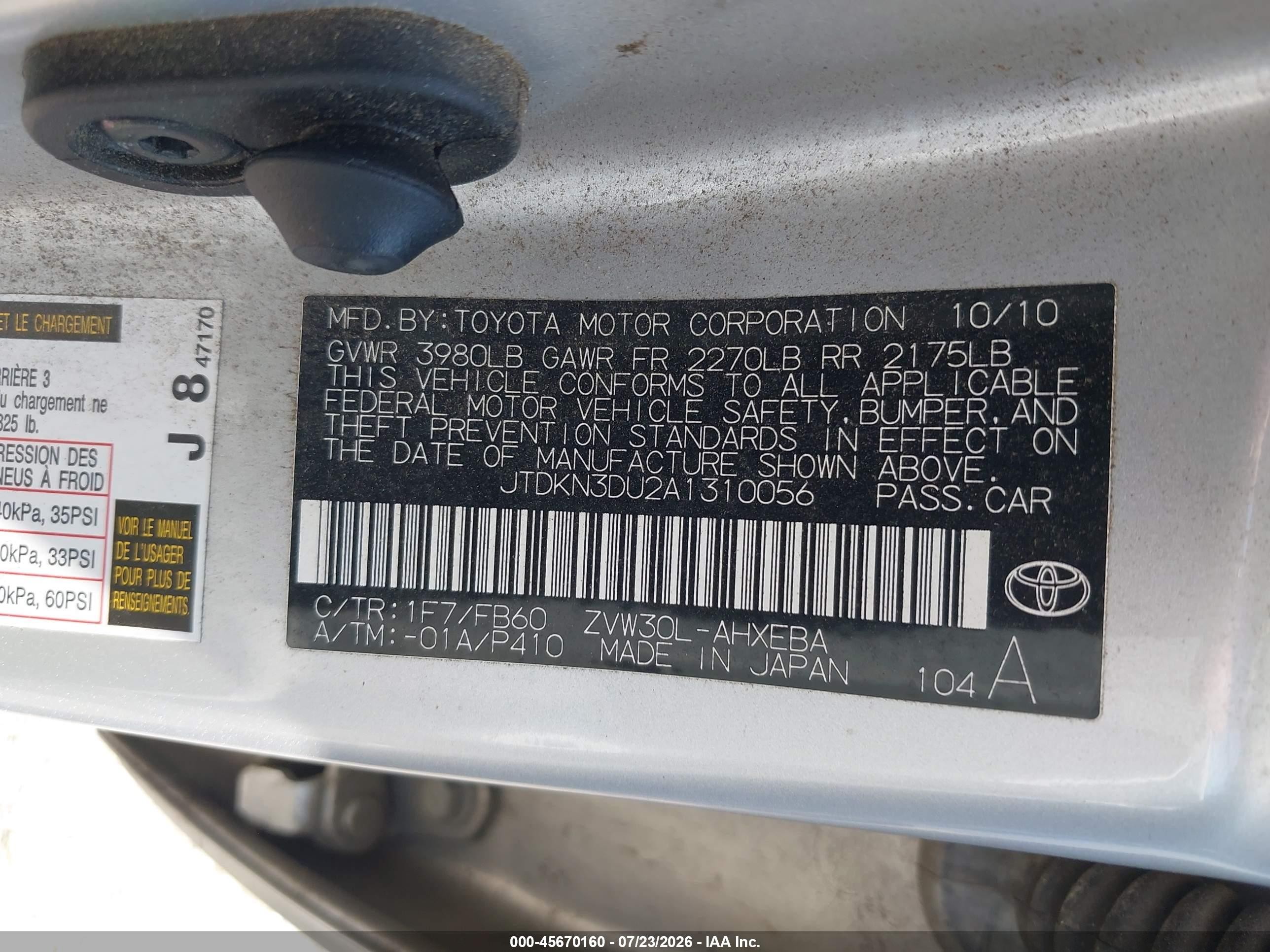 2010 Toyota Prius Ii Silver vin: JTDKN3DU2A1310056
