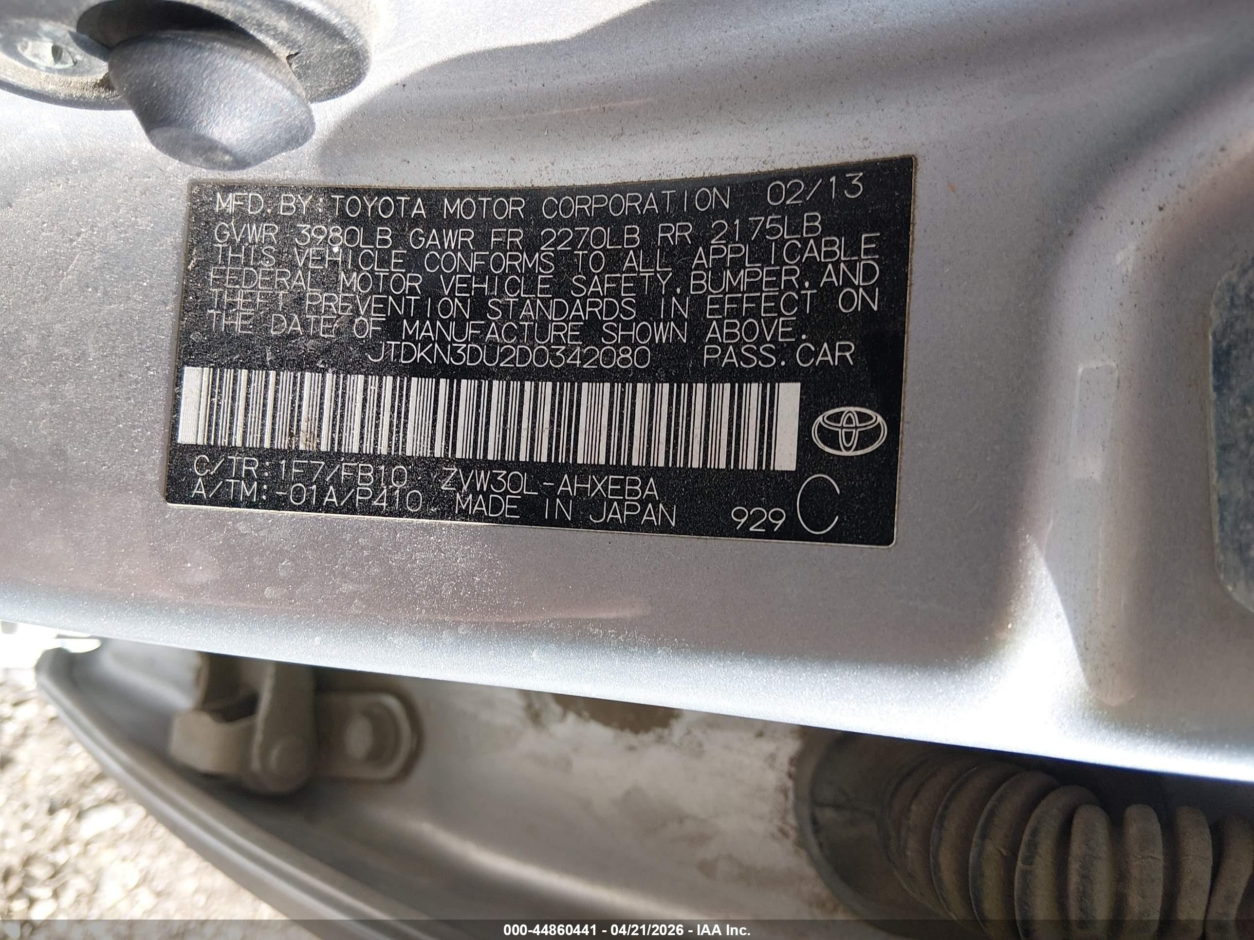 2013 Toyota Prius Three Silver vin: JTDKN3DU2D0342080
