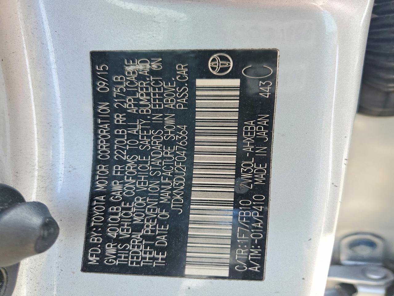 2015 Toyota Prius Three Silver vin: JTDKN3DU2F0476364