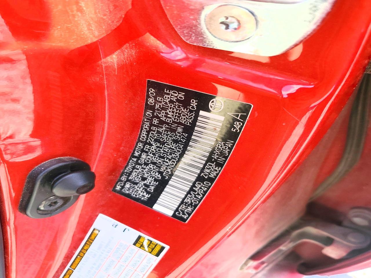 2010 Toyota Prius Iv Red vin: JTDKN3DU3A0041474