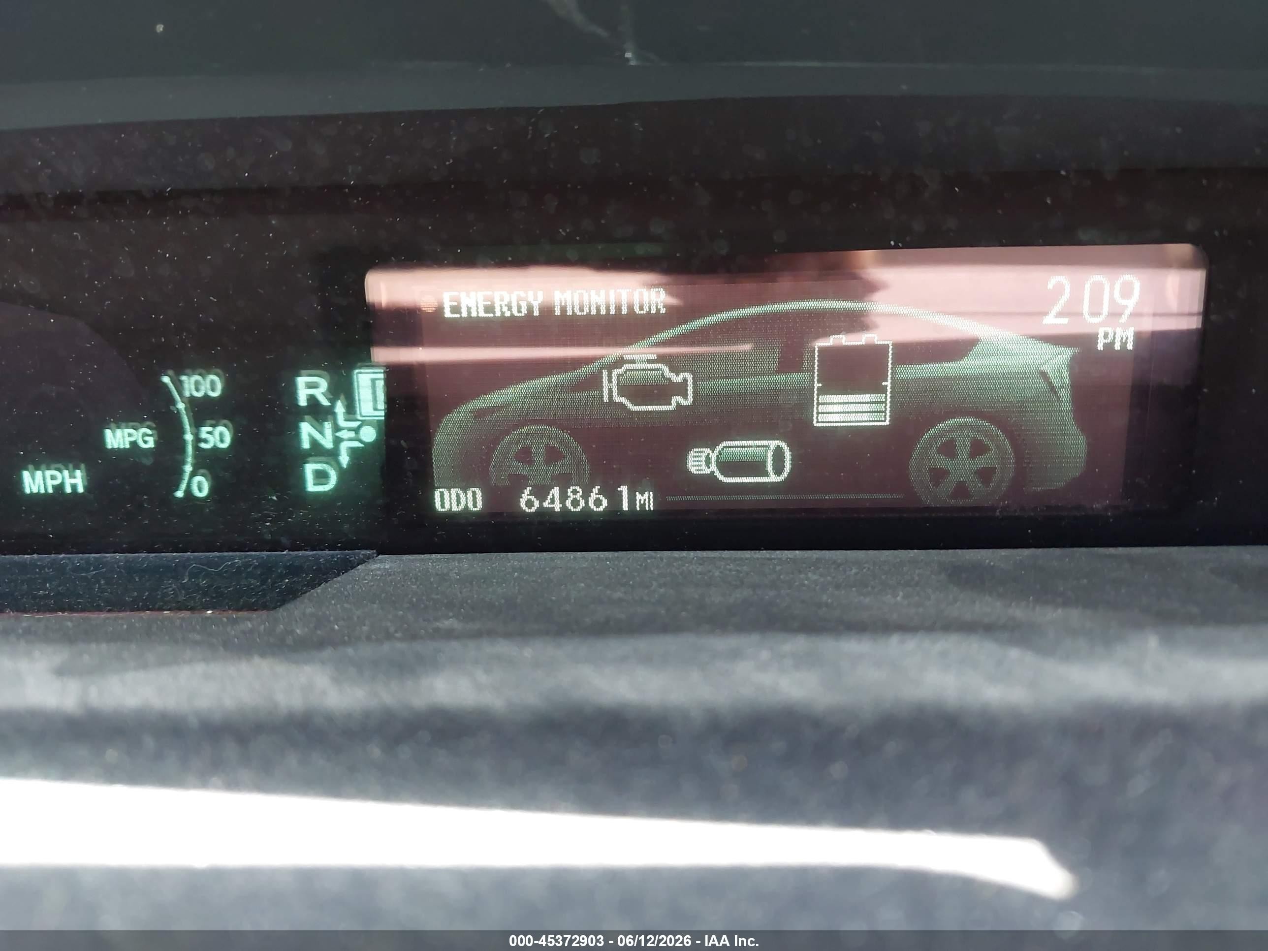 2012 Toyota Prius Five Бирюзовый vin: JTDKN3DU3C1613253