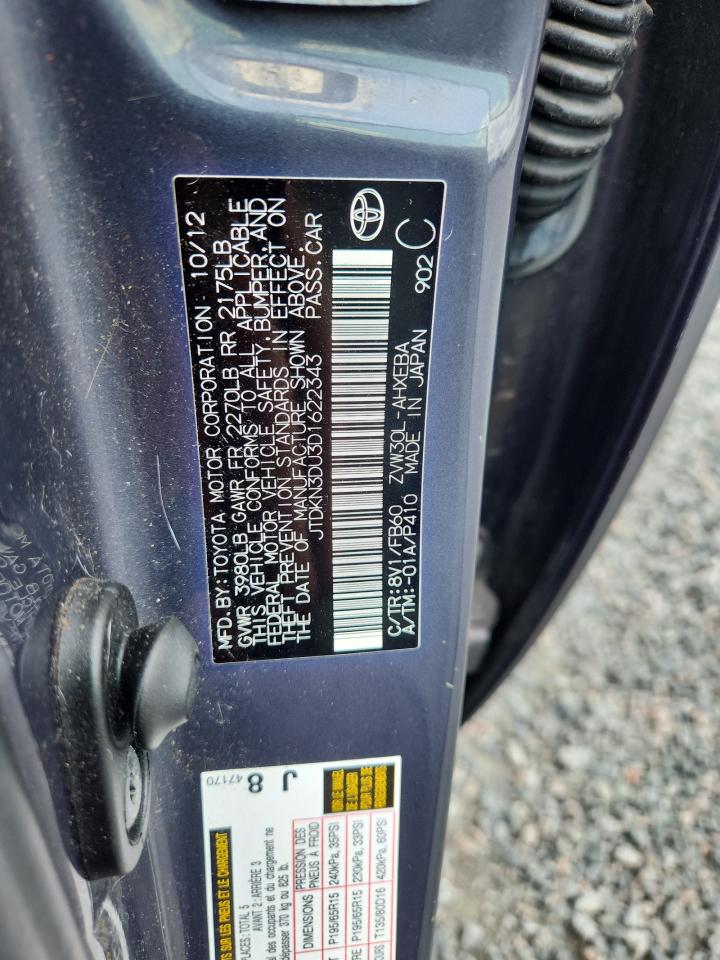 2013 Toyota Prius Two Gray vin: JTDKN3DU3D1622343