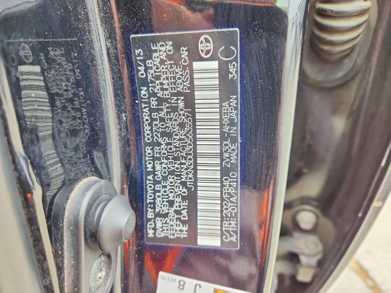 2013 Toyota Prius Three Black vin: JTDKN3DU3D5635571