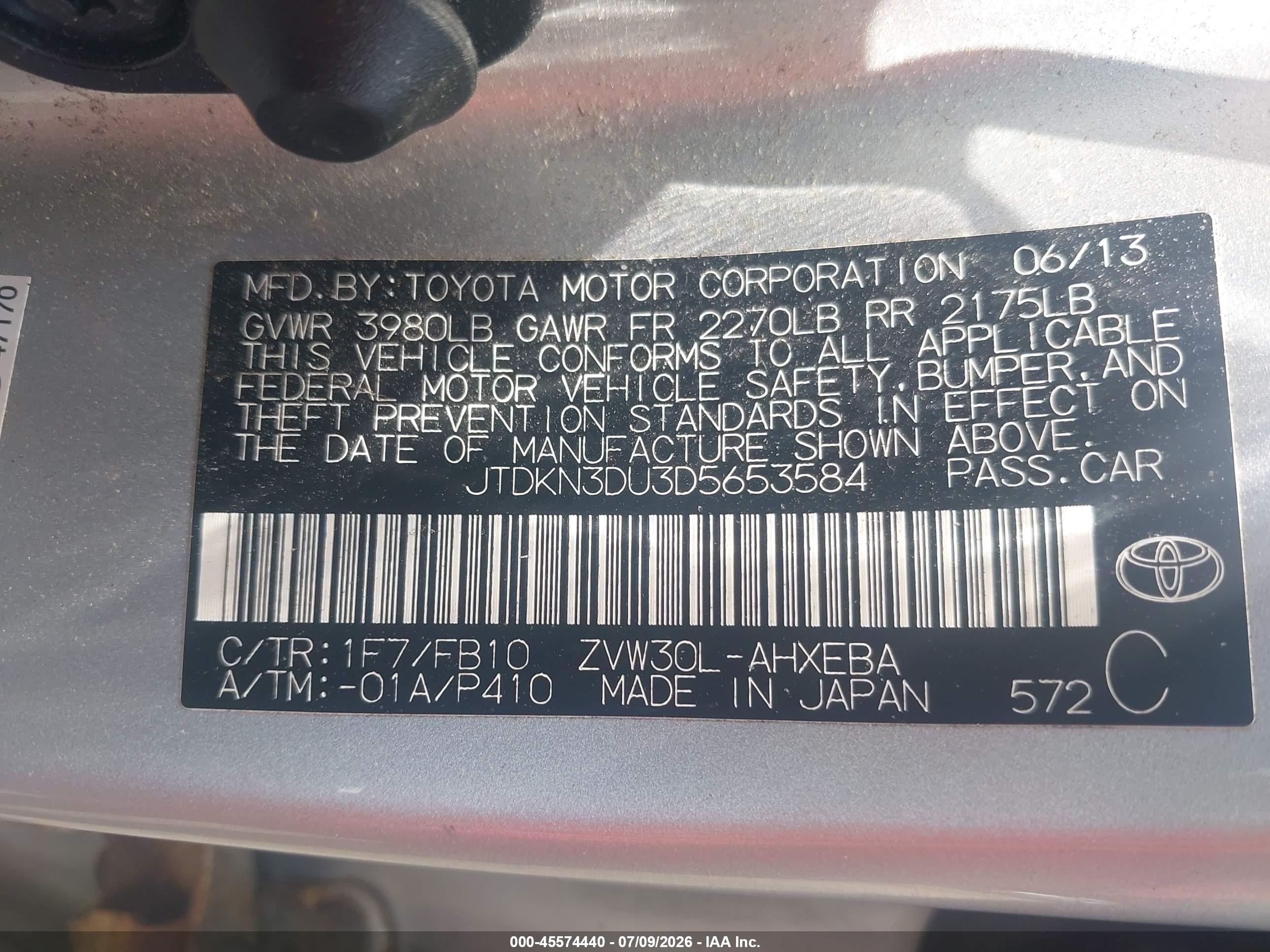 2013 Toyota Prius Three Silver vin: JTDKN3DU3D5653584
