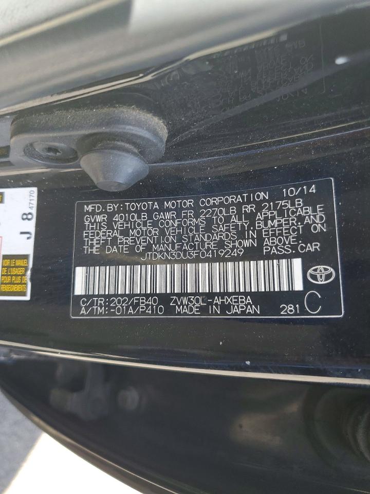 2015 Toyota Prius Two Black vin: JTDKN3DU3F0419249
