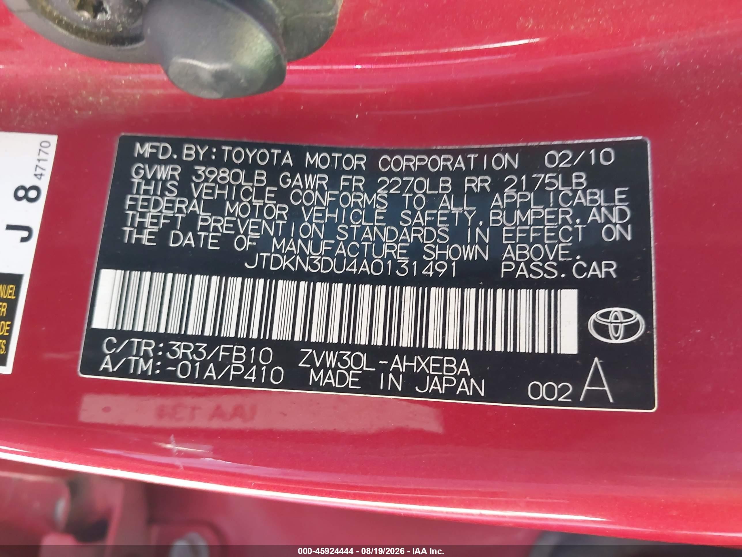 2010 Toyota Prius Iii Red vin: JTDKN3DU4A0131491