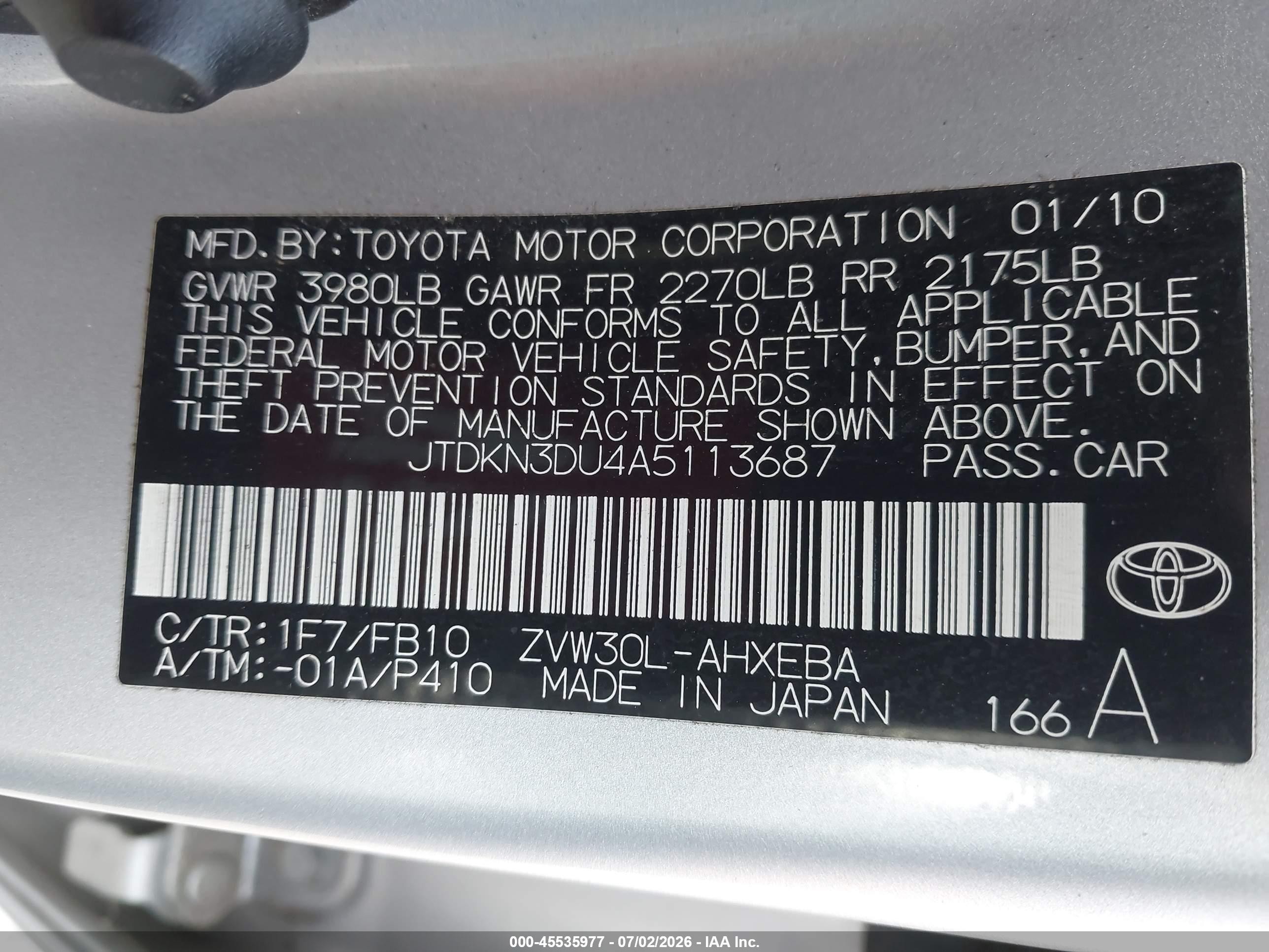 2010 Toyota Prius Ii Серебряный vin: JTDKN3DU4A5113687