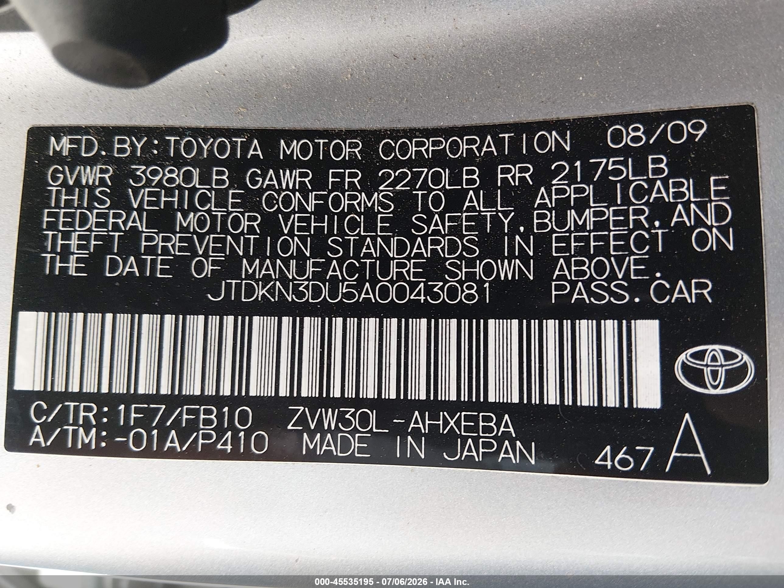 2010 Toyota Prius Iii Silver vin: JTDKN3DU5A0043081