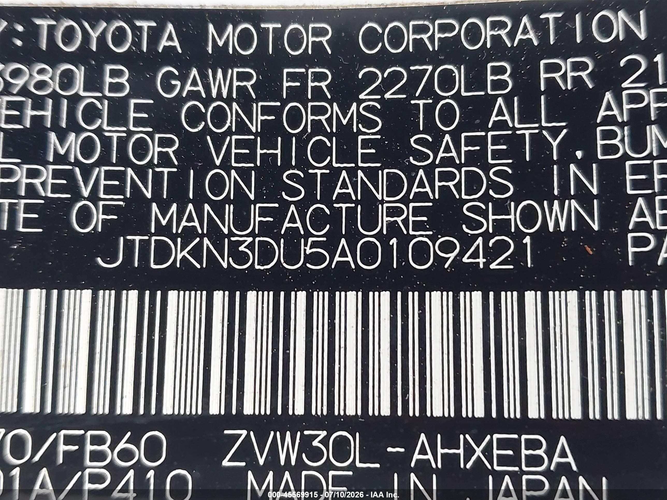 2010 Toyota Prius Iii White vin: JTDKN3DU5A0109421