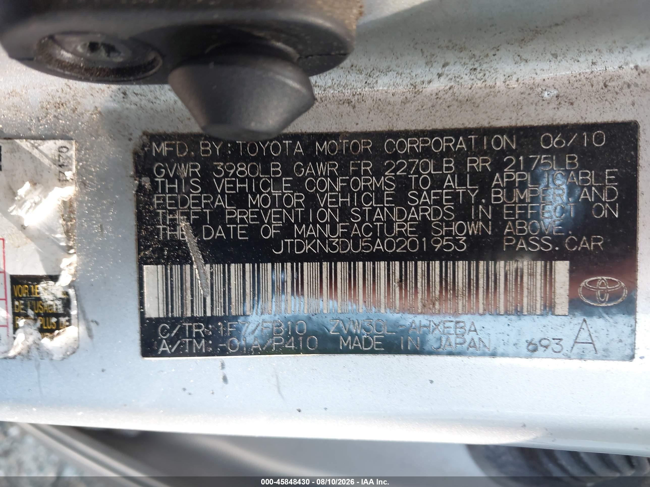 2010 Toyota Prius Ii Silver vin: JTDKN3DU5A0201953