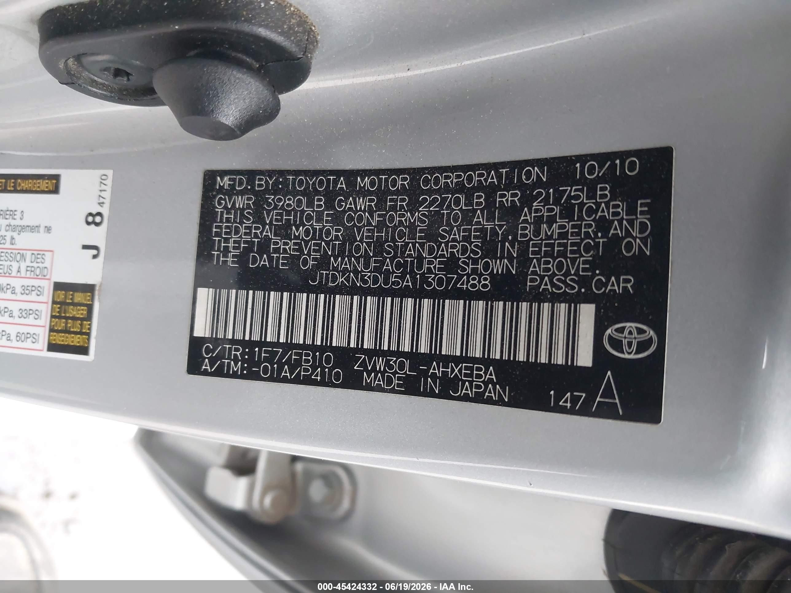 2010 Toyota Prius Ii Silver vin: JTDKN3DU5A1307488