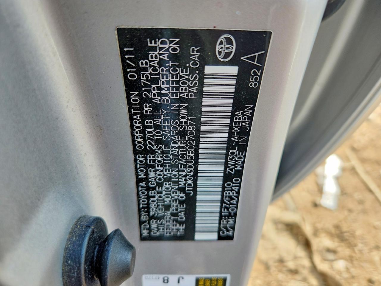 2011 Toyota Prius Two Silver vin: JTDKN3DU5B0270871