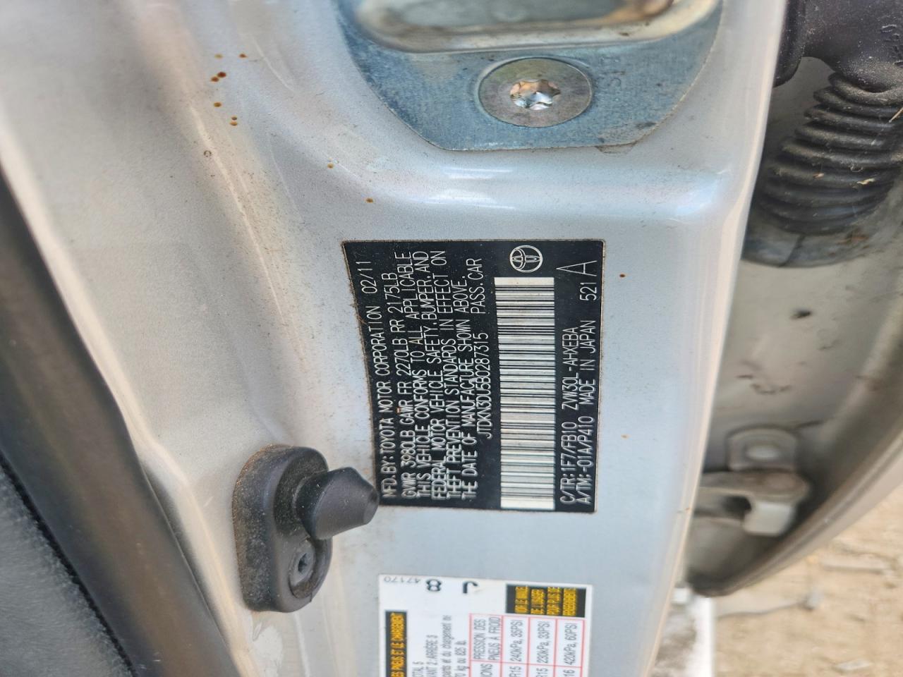 2011 Toyota Prius Two Silver vin: JTDKN3DU5B0287315