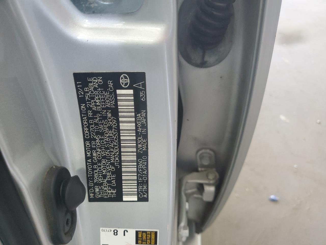 2012 Toyota Prius Two Silver vin: JTDKN3DU5C5377097