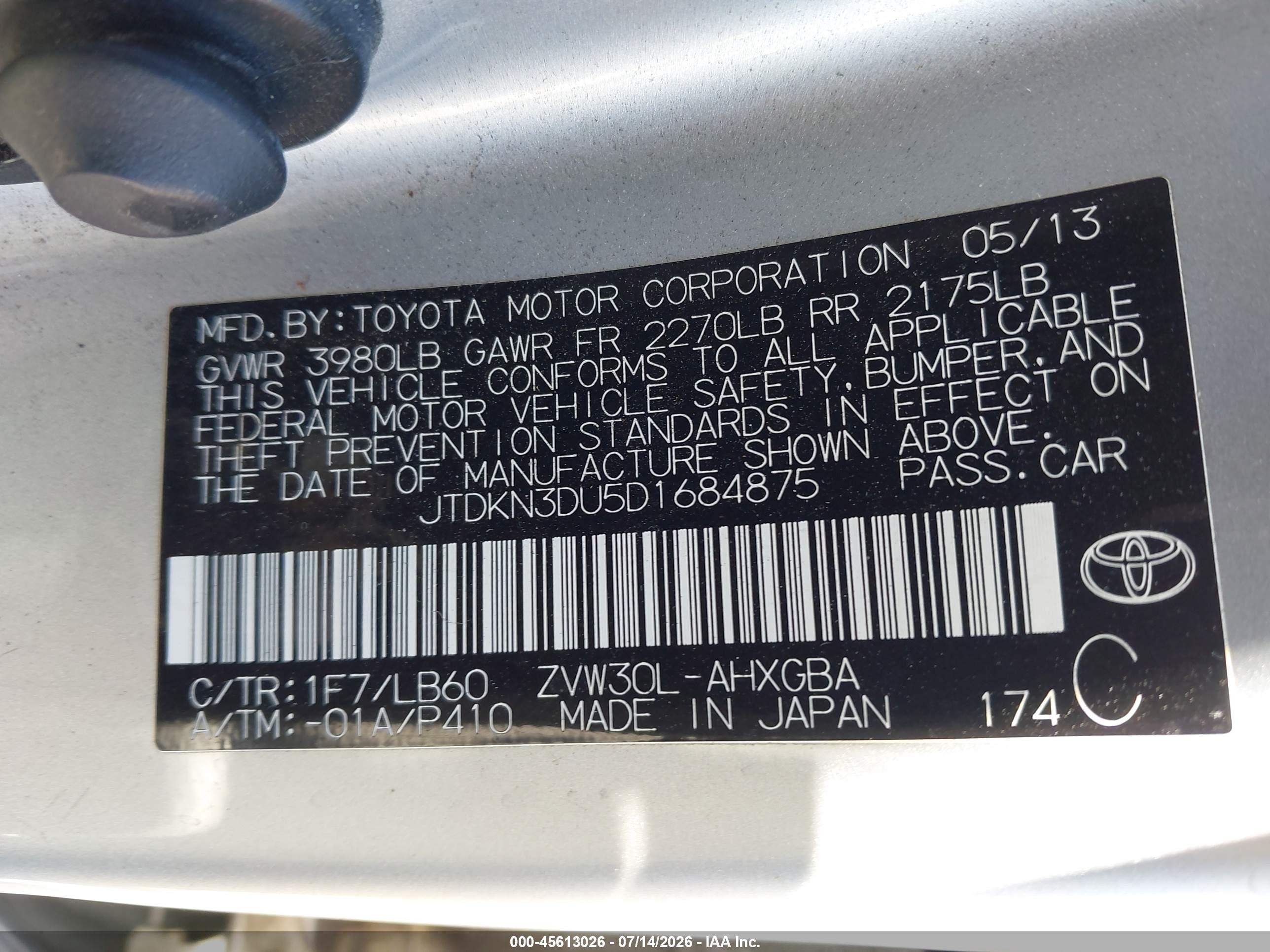 2013 Toyota Prius Four Silver vin: JTDKN3DU5D1684875