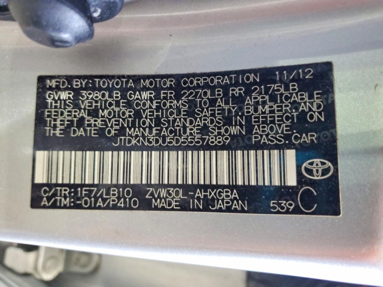 2013 Toyota Prius Five Silver vin: JTDKN3DU5D5557889