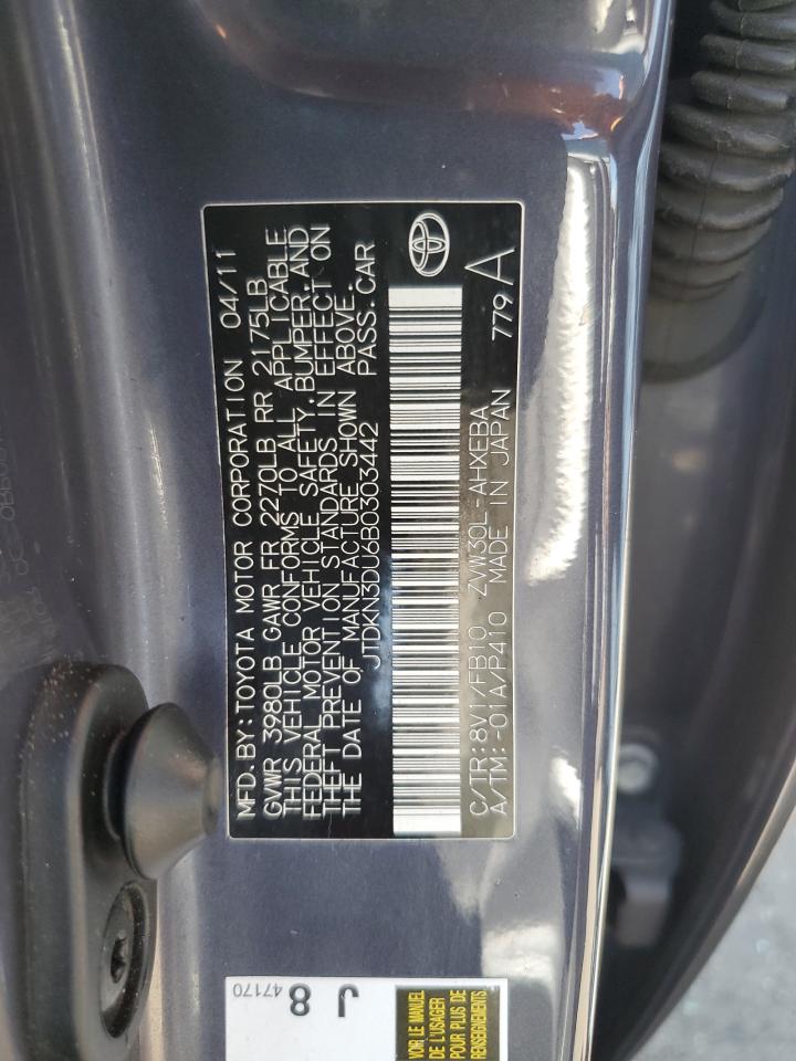 2011 Toyota Prius Серый vin: JTDKN3DU6B0303442